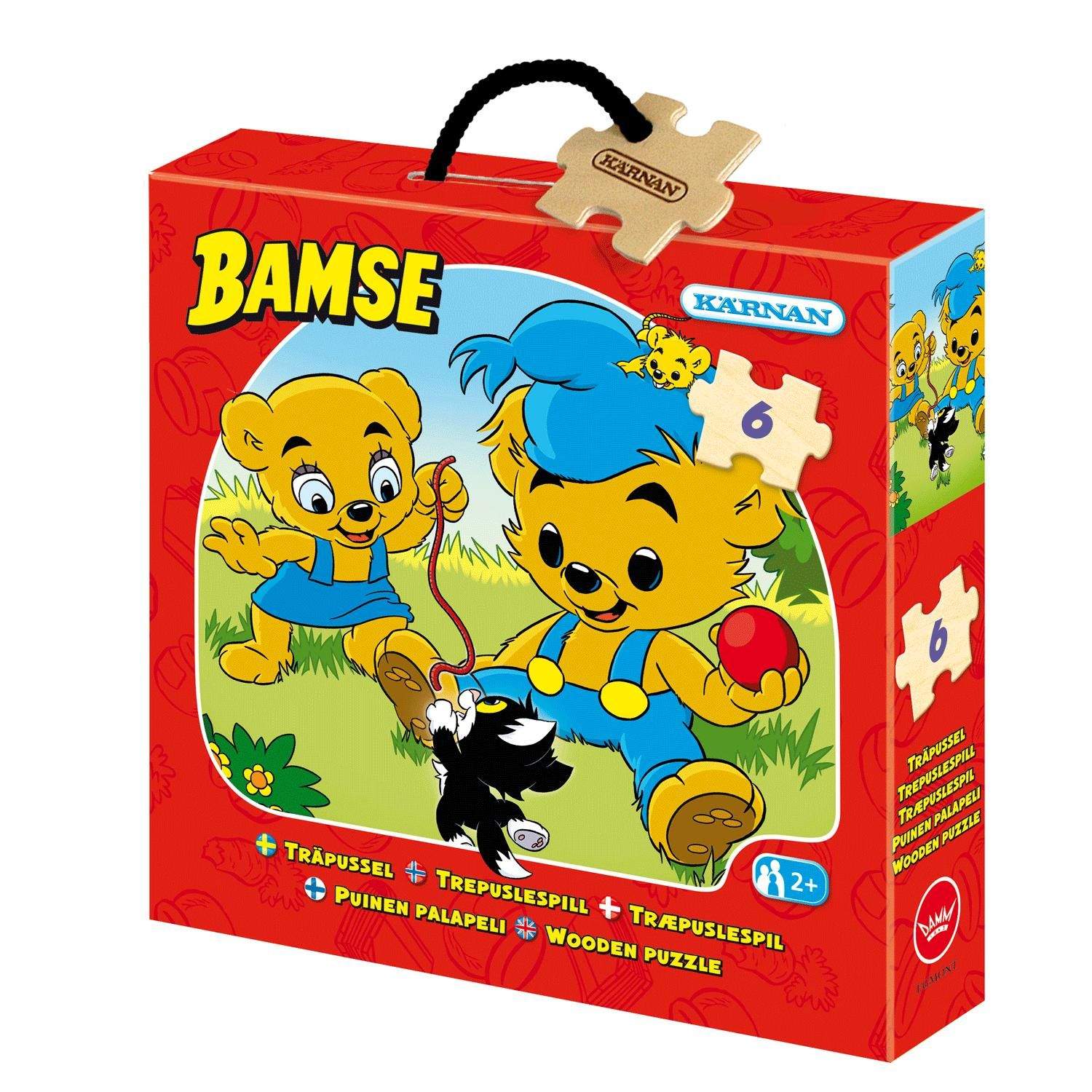 Ask puslespil træ bamse 6 brikker