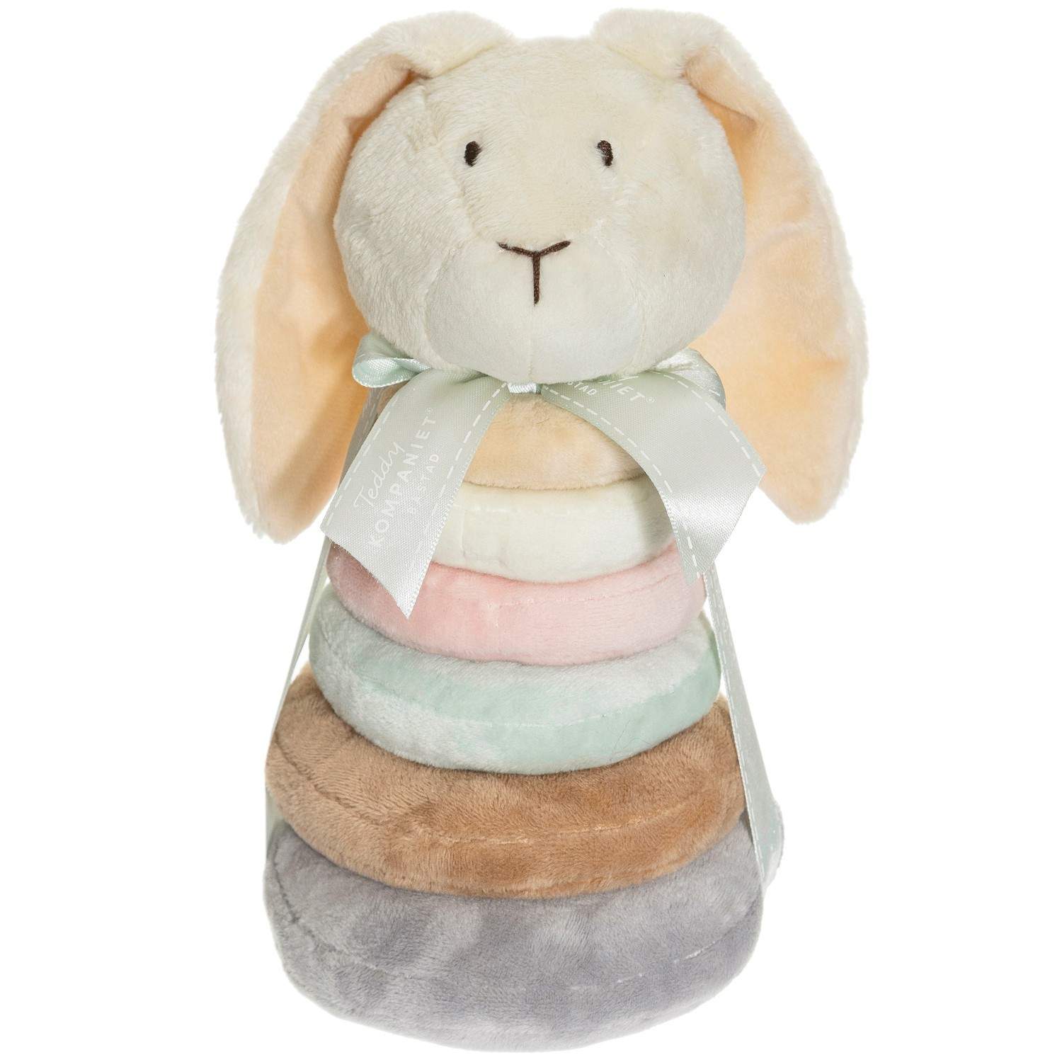 Blød pastel ringstablerlegetøj, kanindesign, 20 cm