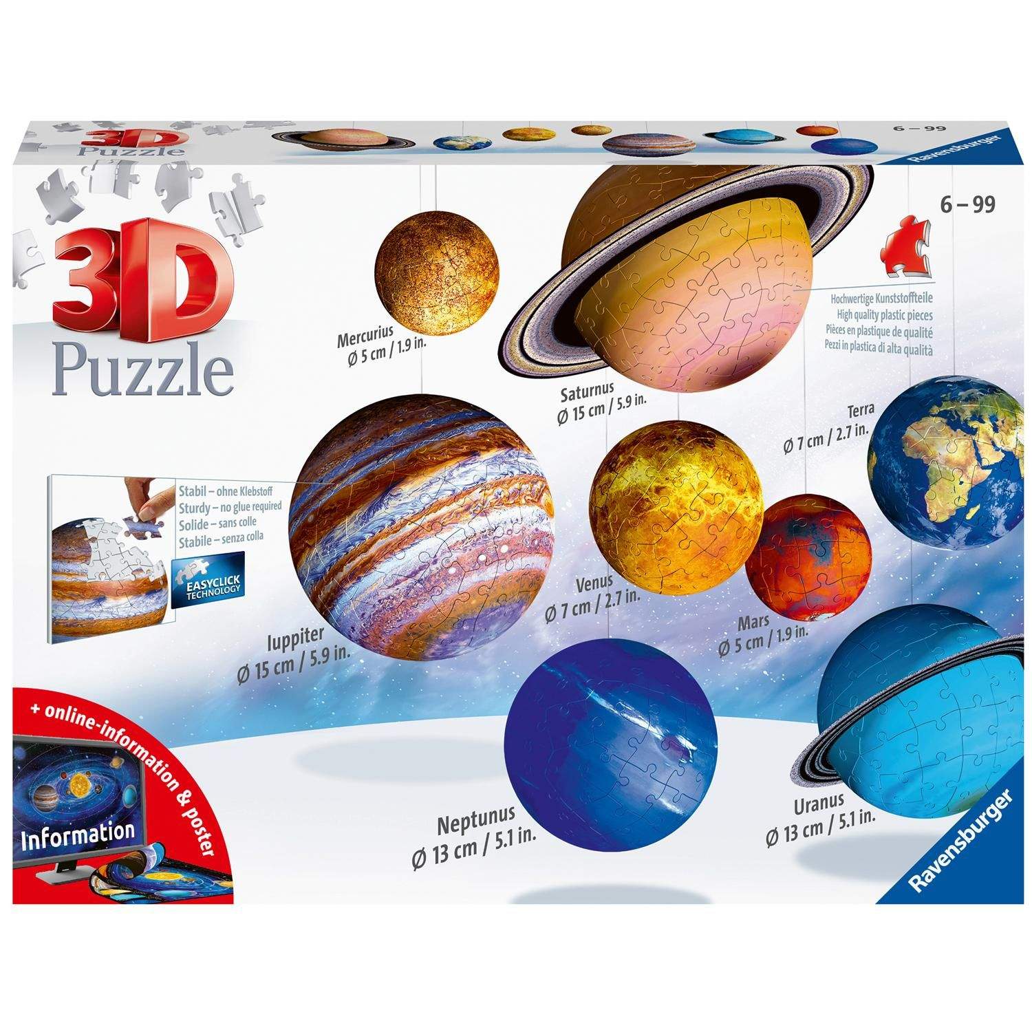 3D Puslespil Solar System 27/54/72/108p