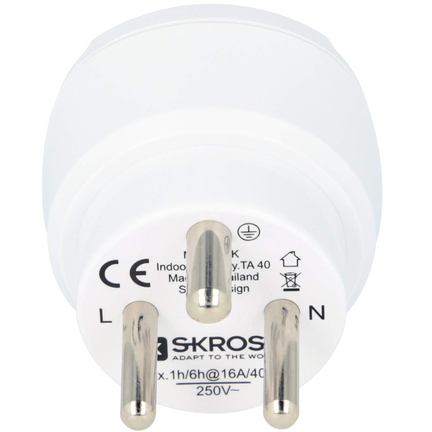 Alternativ bild 1 för Skross 1.500232-E, Typ C (Europlug), Typ K (DK), 100-250 V, 16 A, 4000 W, 52 mm