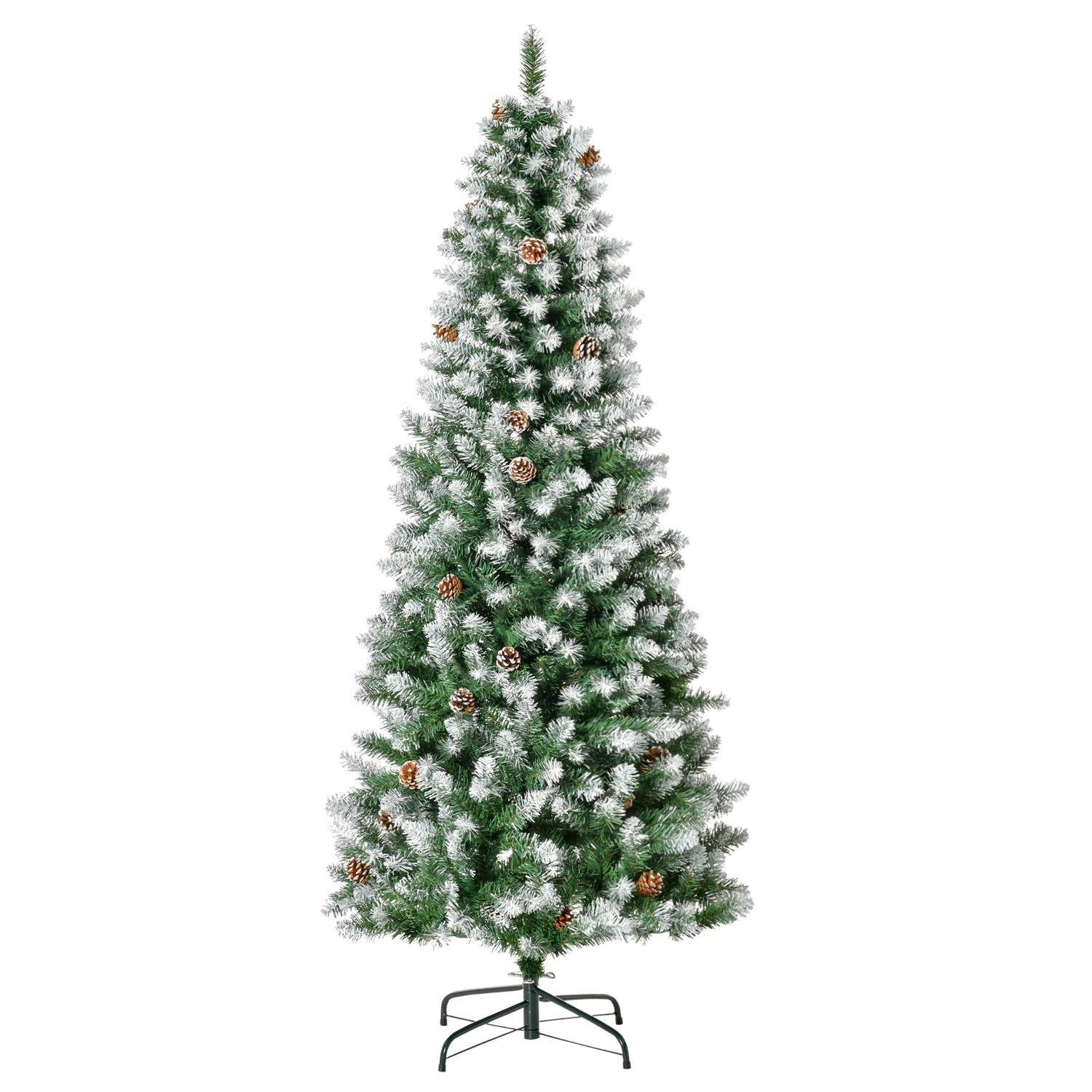 Kunstigt juletræ 180 cm med sne og 630 grene
