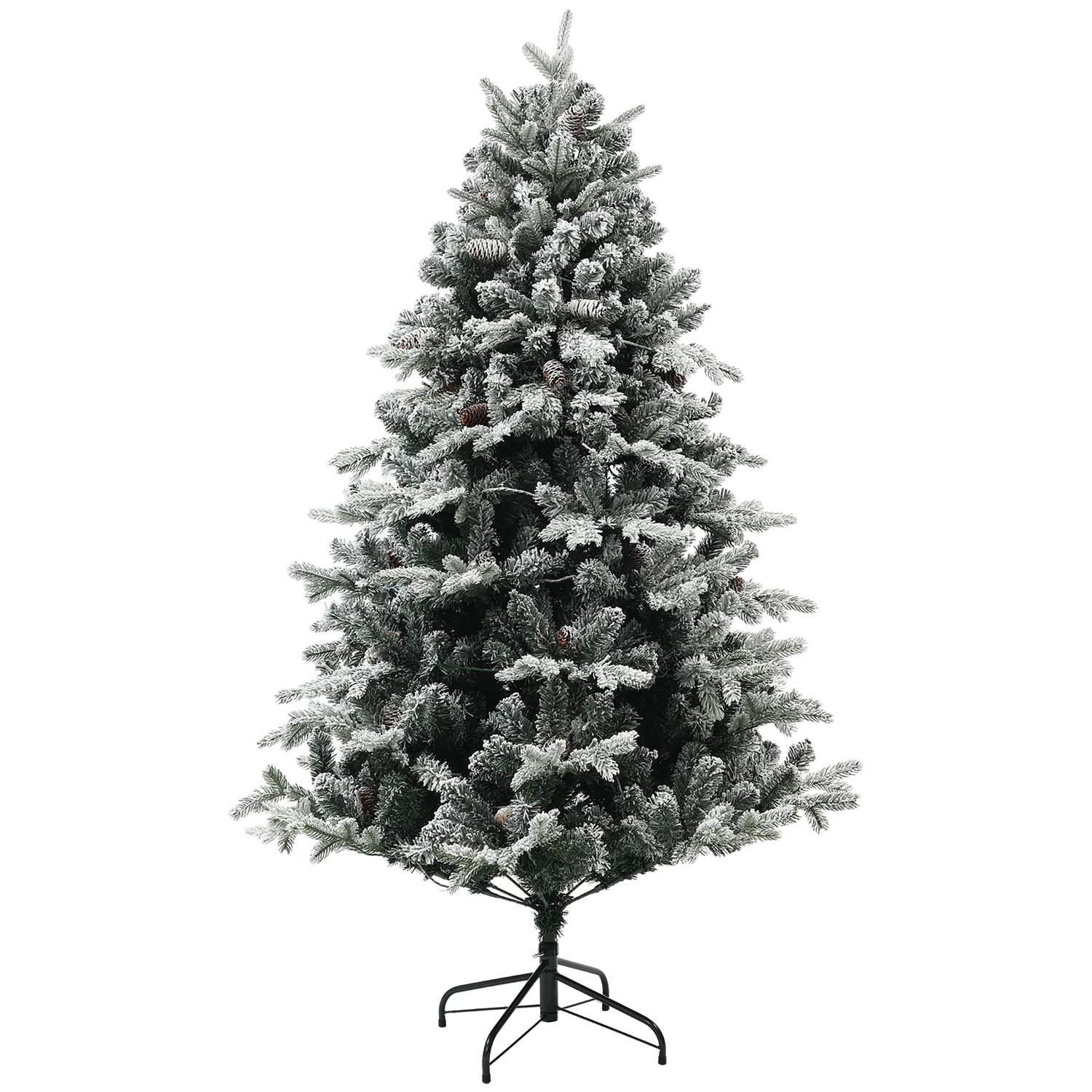 Kunstigt juletræ 180 cm med sne og stativ