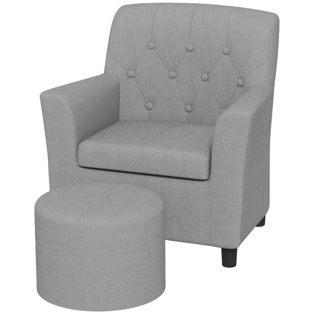 Grå barnfåtölj med fotpall i linnelook | Hem & Hobby | Pryloteket