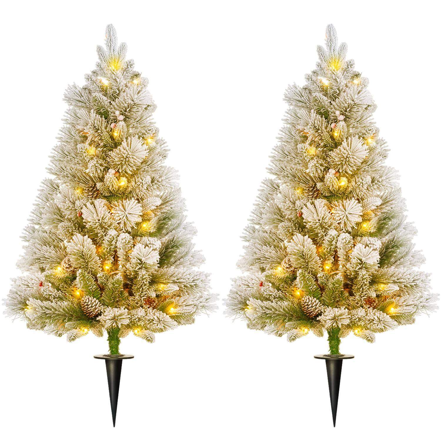 Kunstigt juletræ 90 cm med LED lys, 2-pak