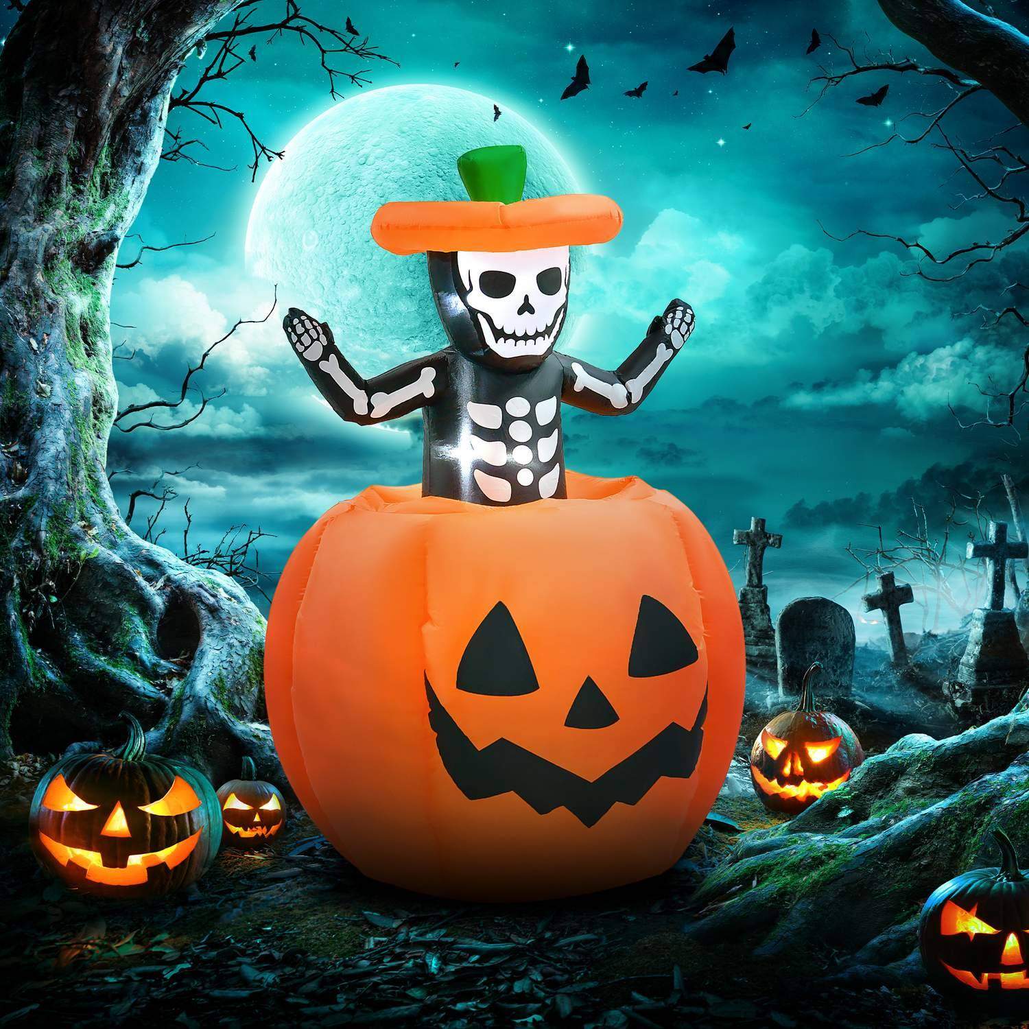 Halloween Skelett Deko Mit LED - Leuchtender Groundbreaker Für Garten