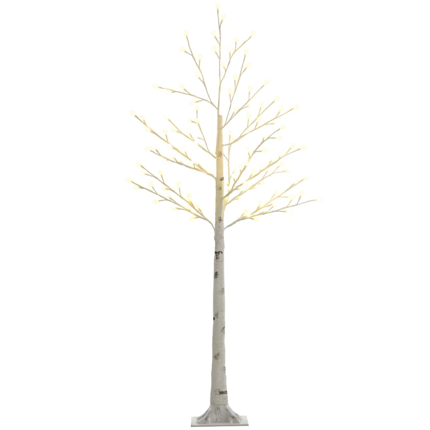 150 cm LED-birketræ med 120 varmhvide lyspunkter