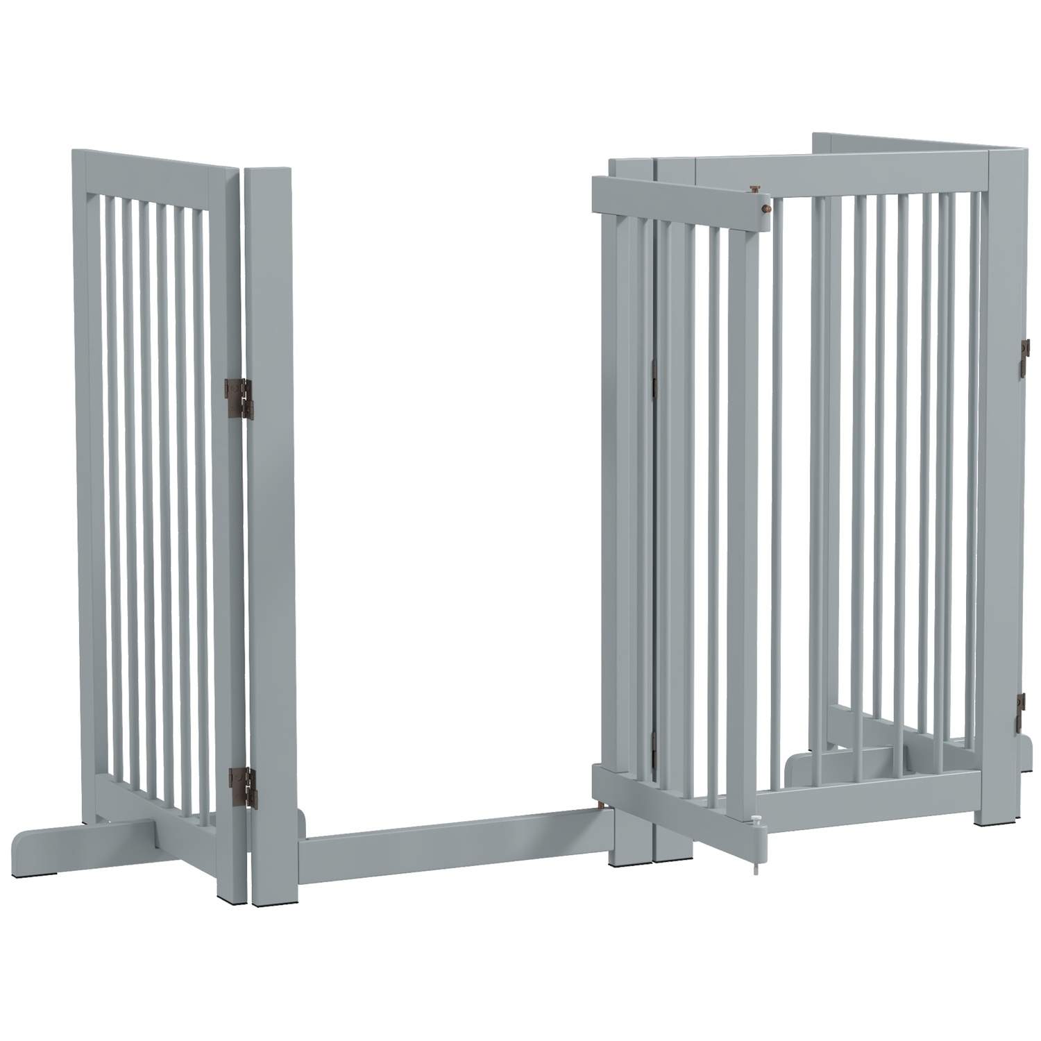 Sammenklappelig lysegrå hundelåge i træ, 220x91 cm