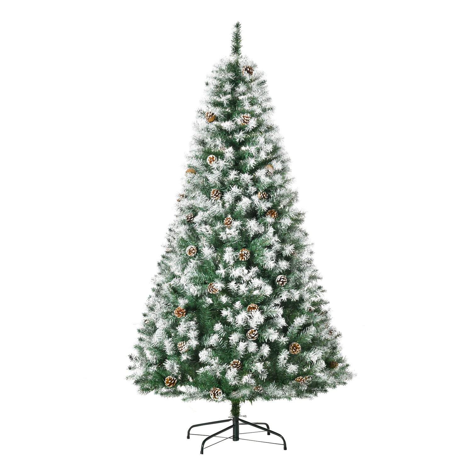 Kunstigt juletræ 180 cm med sne og 800 grene