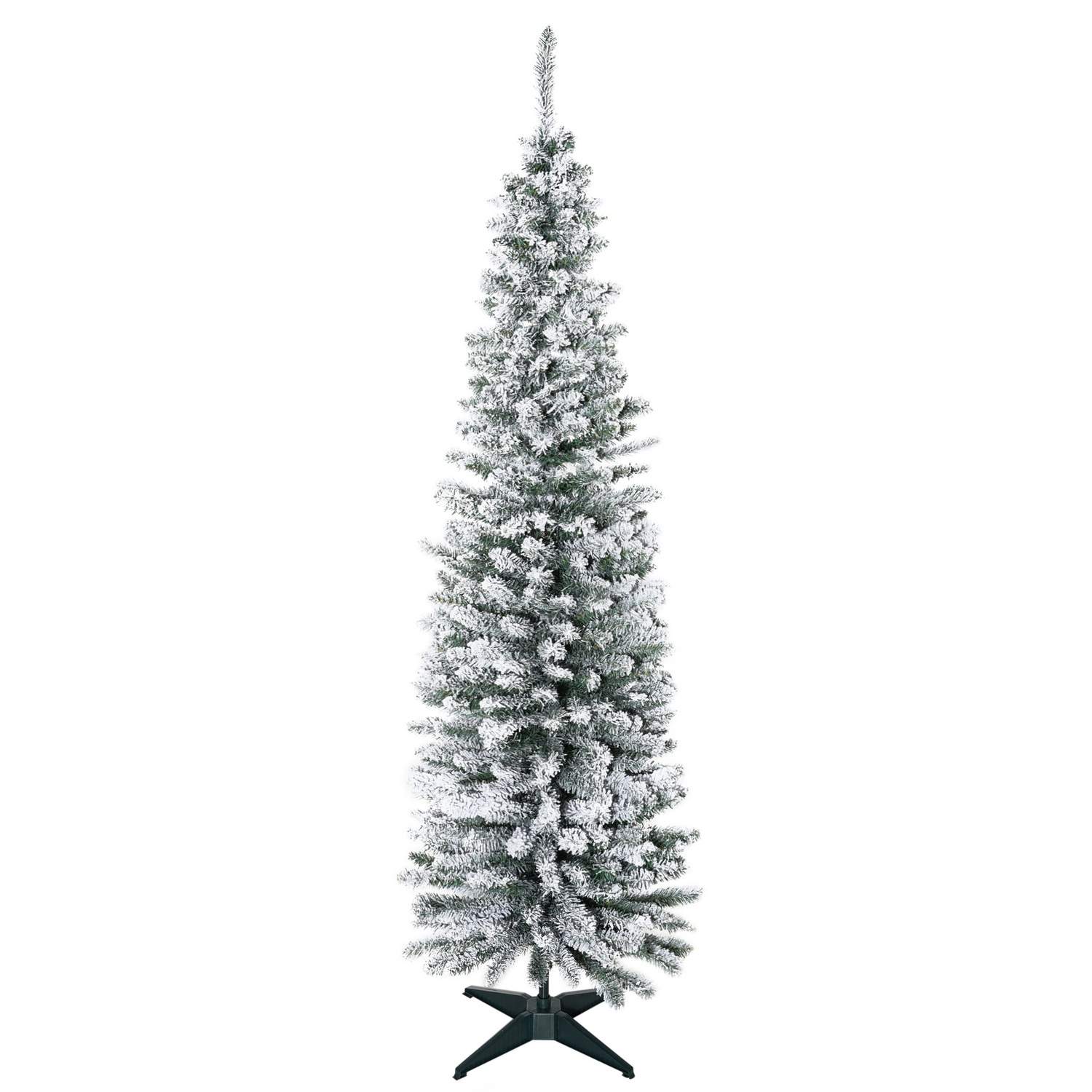 Kunstigt juletræ 180 cm med sne og 390 grene