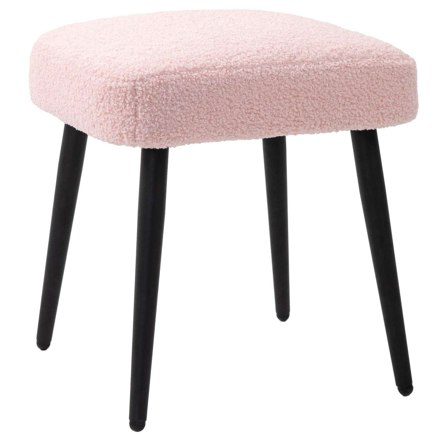 Pink firkantet fodskammel med stålben og kashmir-look