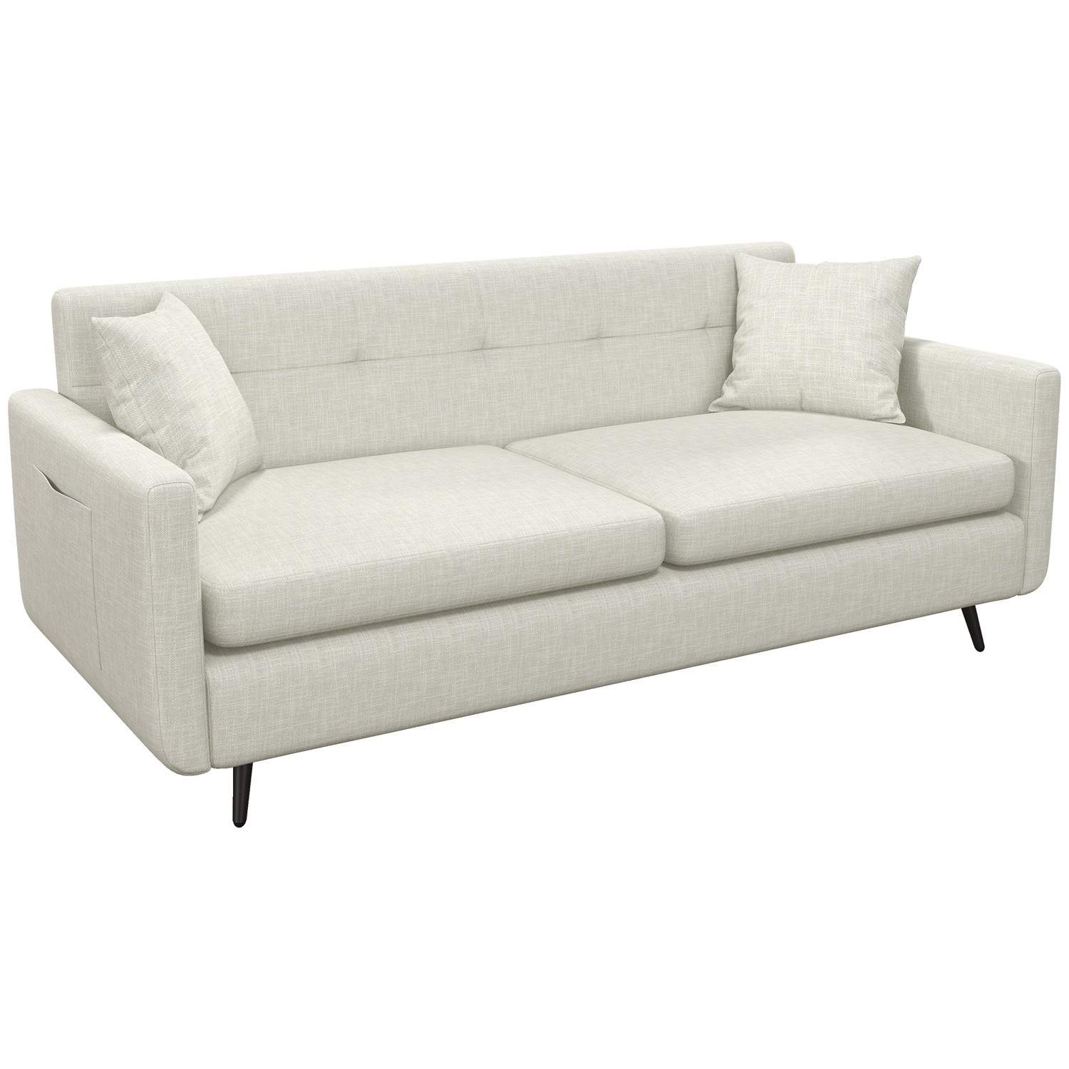 3-personers sofa med hynder og sidelomme