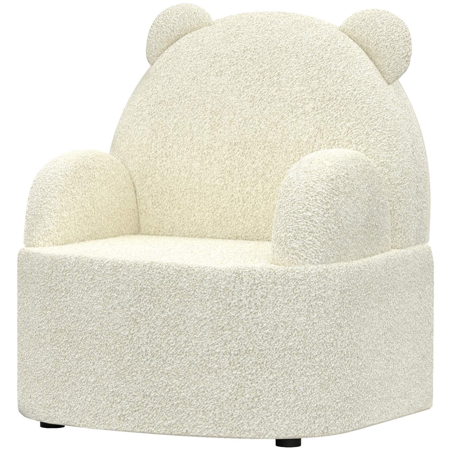 Beige børnelænestol i teddy fleece, bjørneform