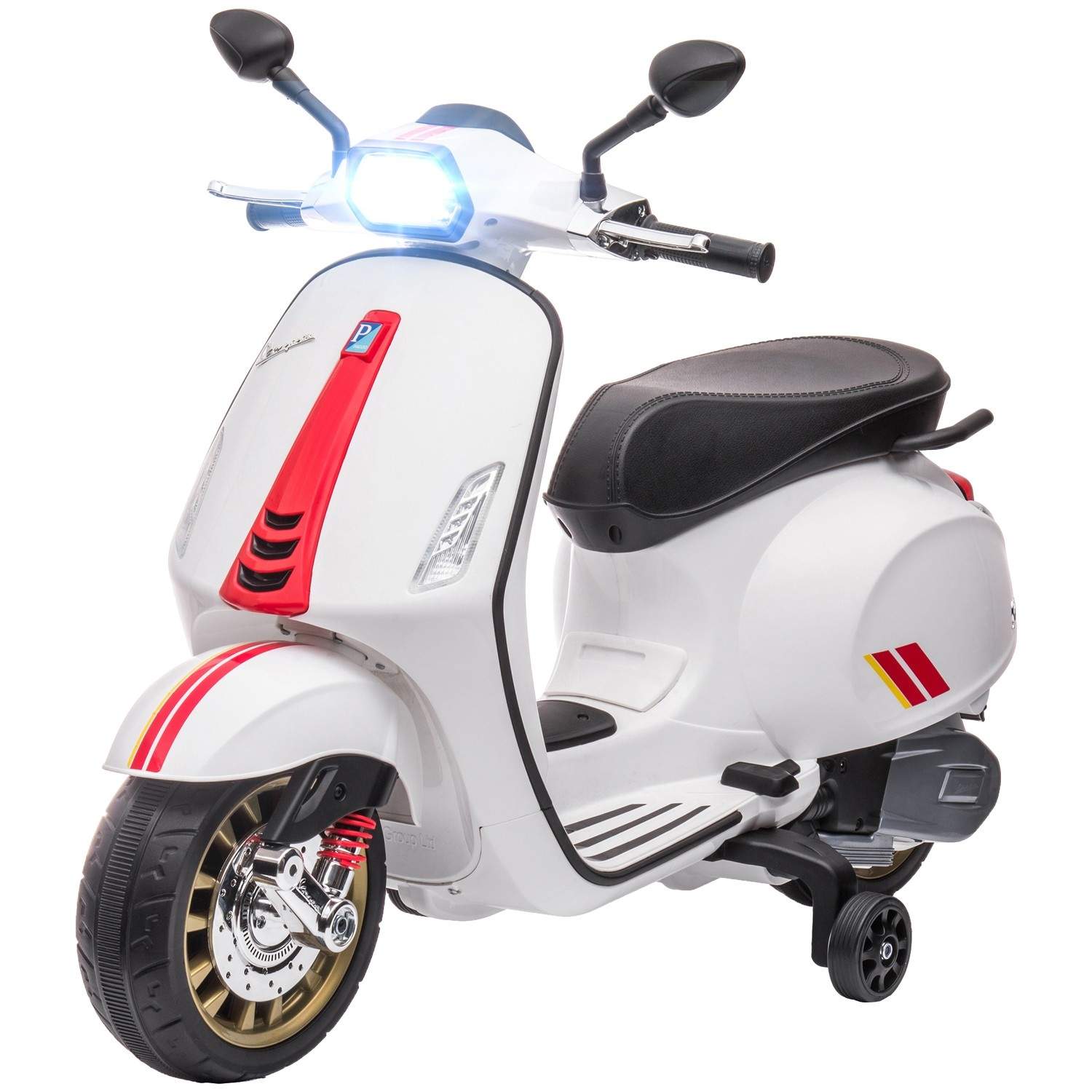 Hvid 6V elektrisk motorcykel til børn med MP3 og LED