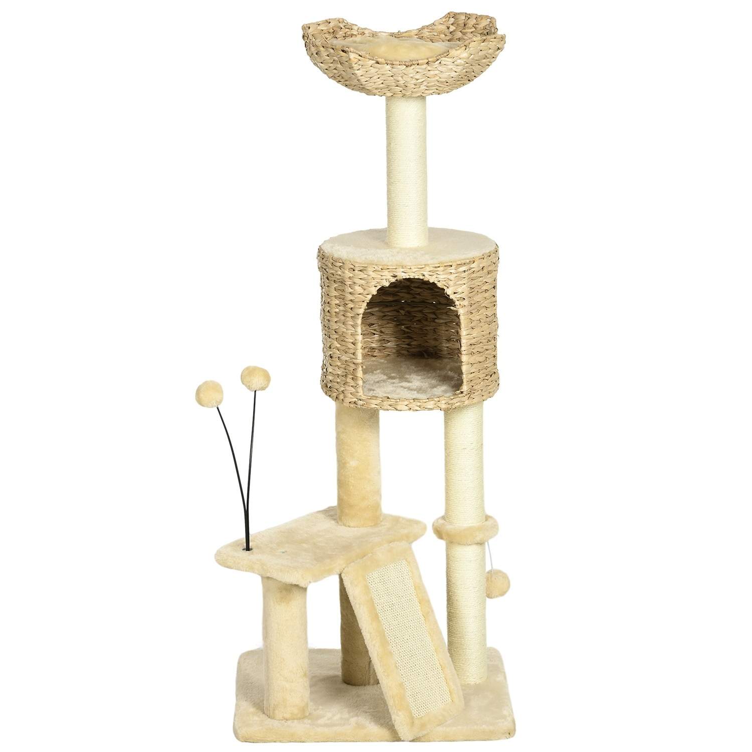 Stor Sisal-kradsestolpe til katte, 116 cm, beige