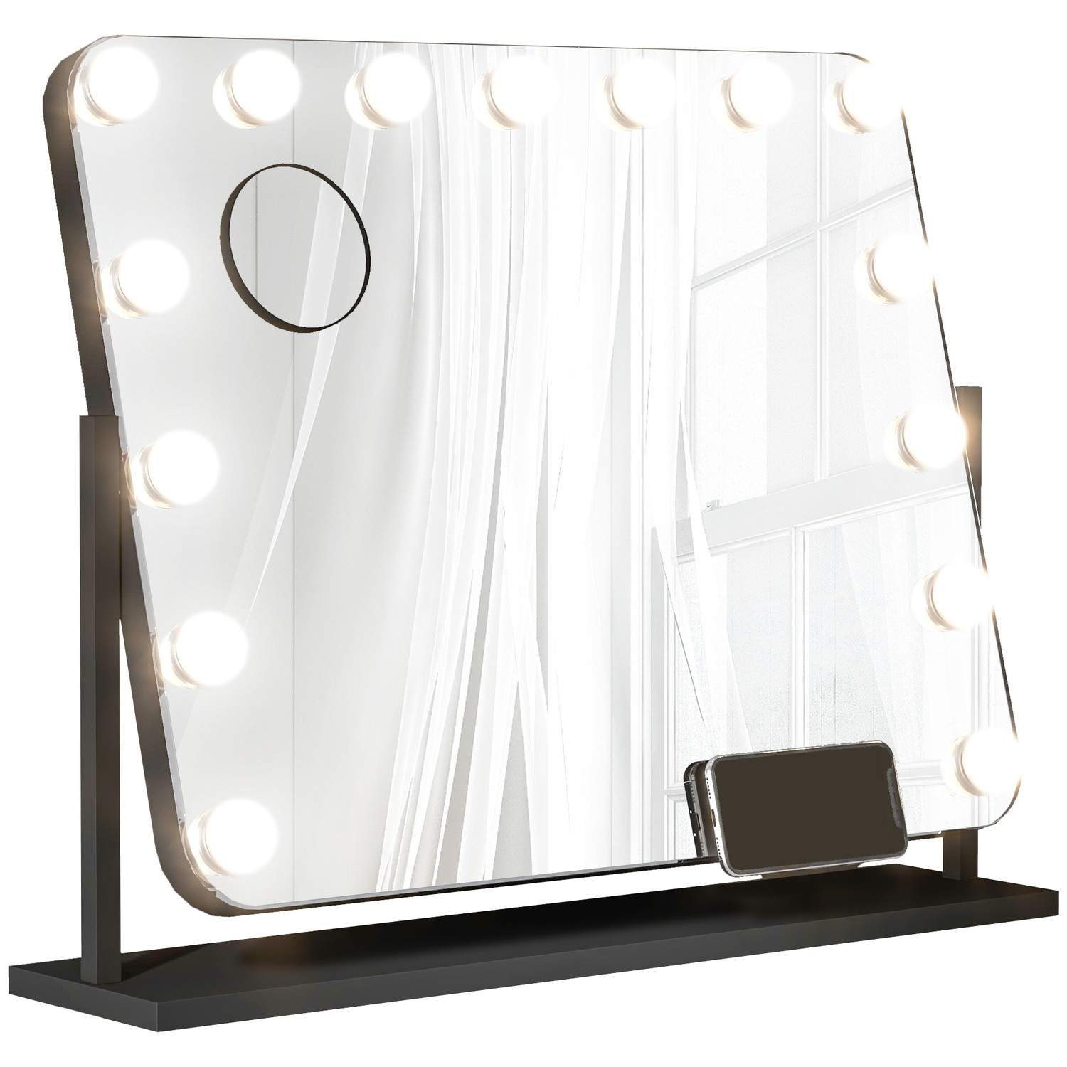 Hollywood spejl LED 15, 10X, 360°, sort