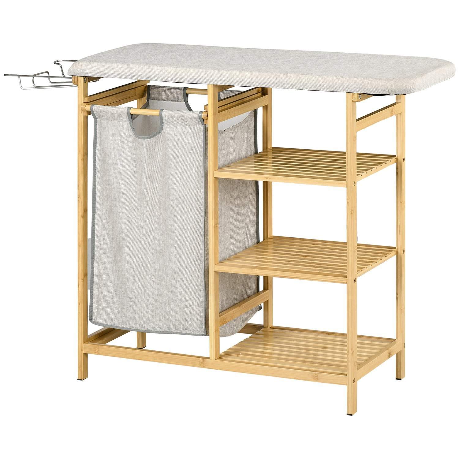 Vasketøjskurv 57,4 L med strygebræt og hylde