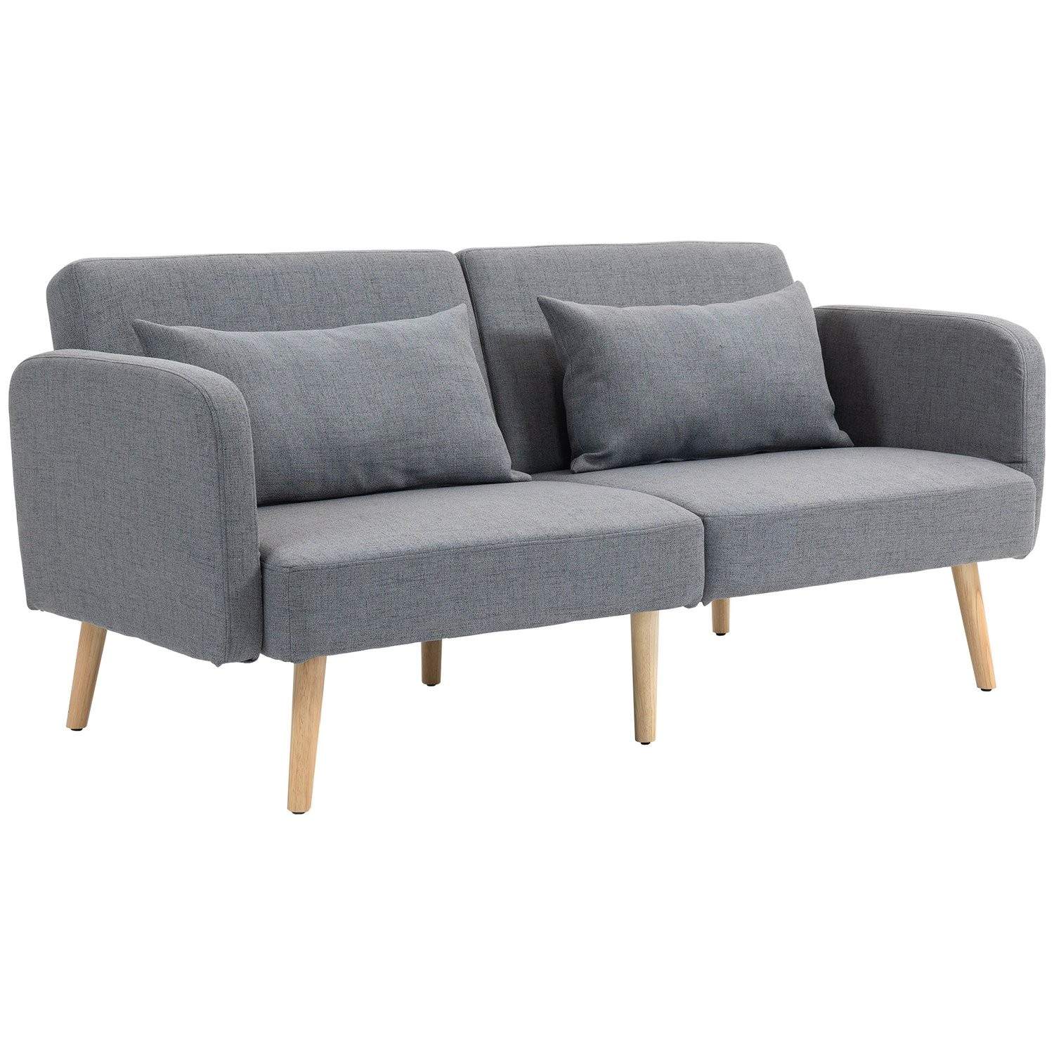 Grå 3-personers sofa med sovefunktion og hørlook