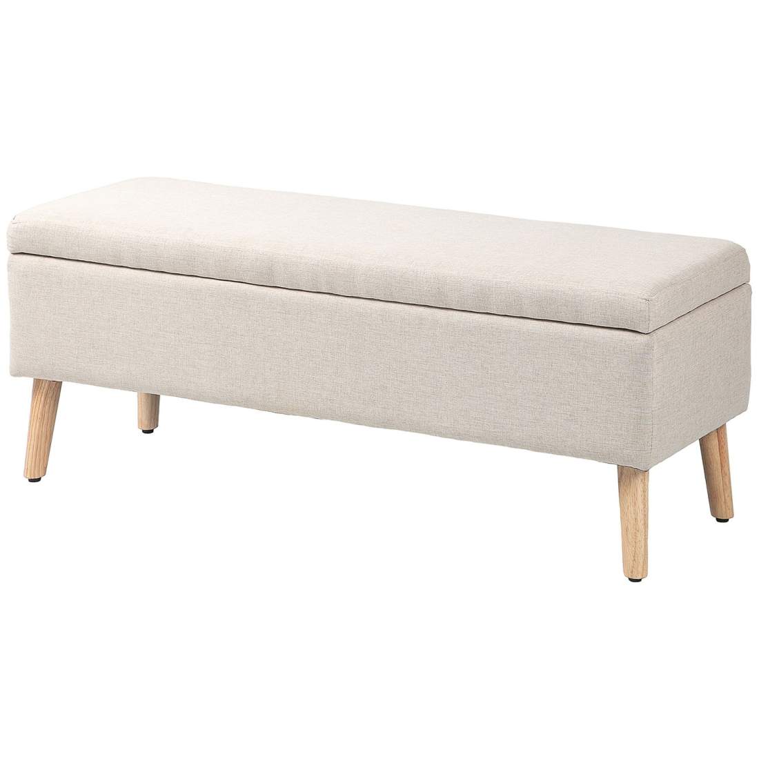 Stoppad sängbänk med förvaring, linnelook, beige | Leksaker & Spel - Leksaker | Pryloteket