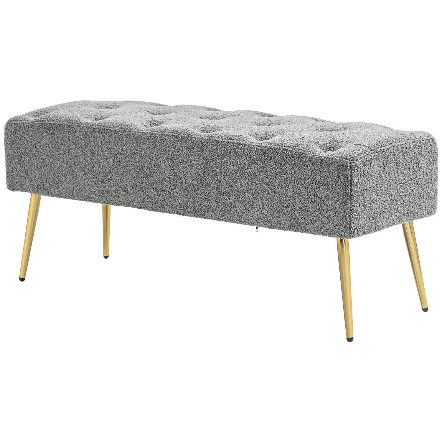 Grå bænk med lammeuldslook og stålben