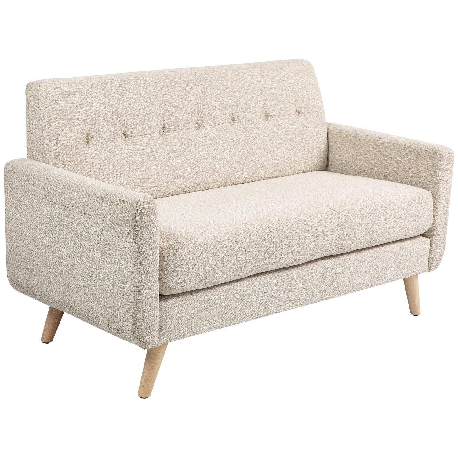 Beige 2-personers køkkensofa i fløjl med træben