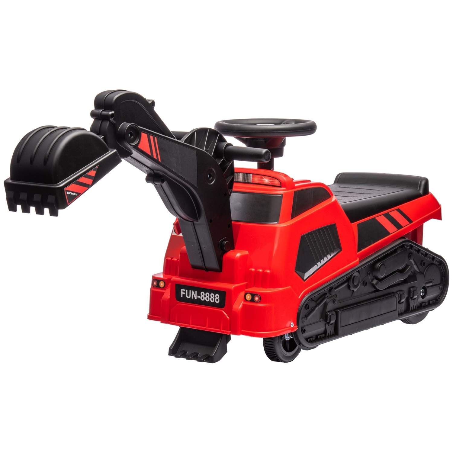 3-i-1 ride-on gravemaskine med musik, 25 kg, rød/sort