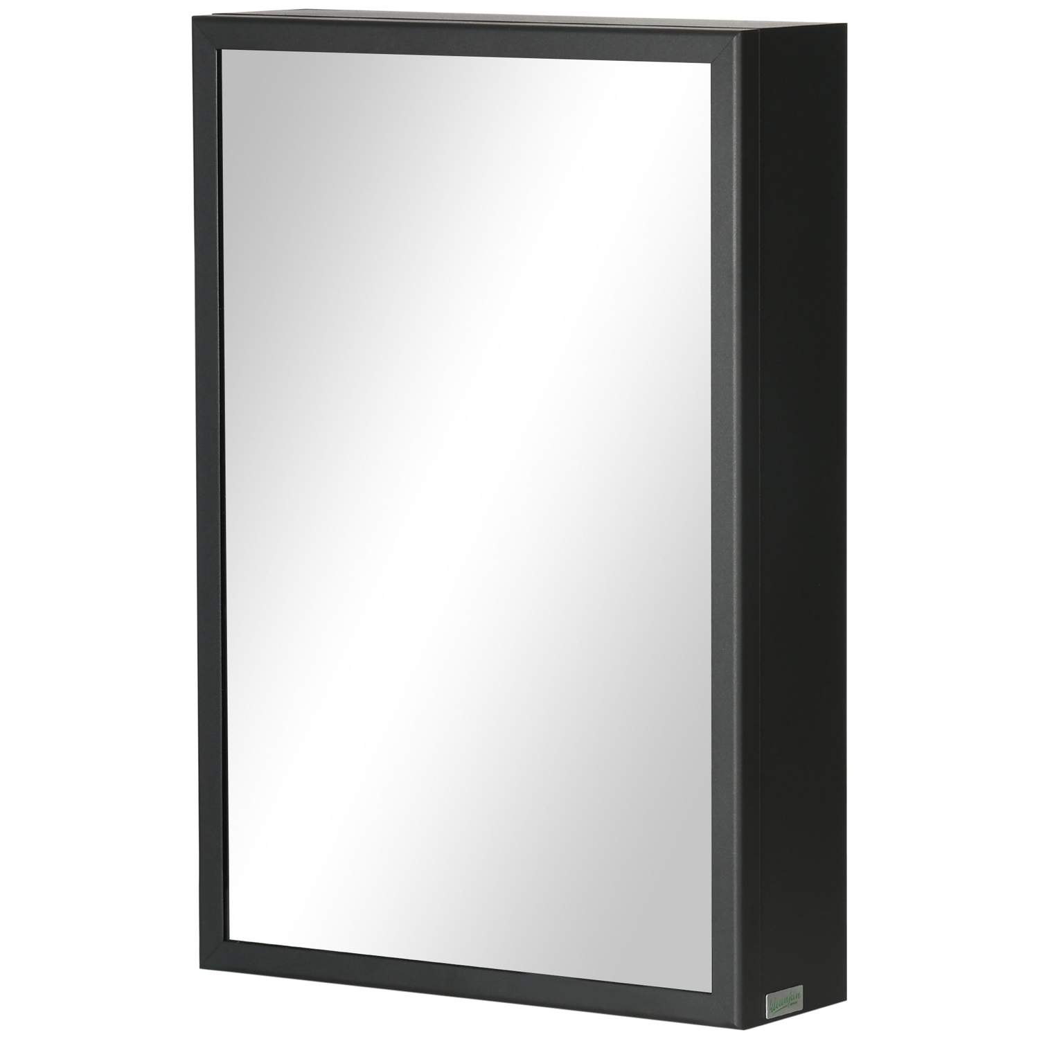 Spejlskab, Badeværelsesskab med 3 Etager, Medicinskab, Overskab til soveværelse, Sort, 40 x 12 x 60 cm