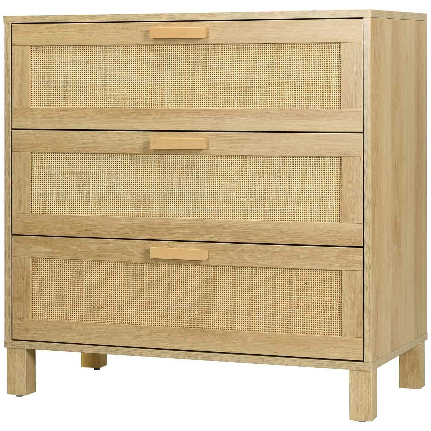Kommode i rattan-look med sideskab og anti-tip