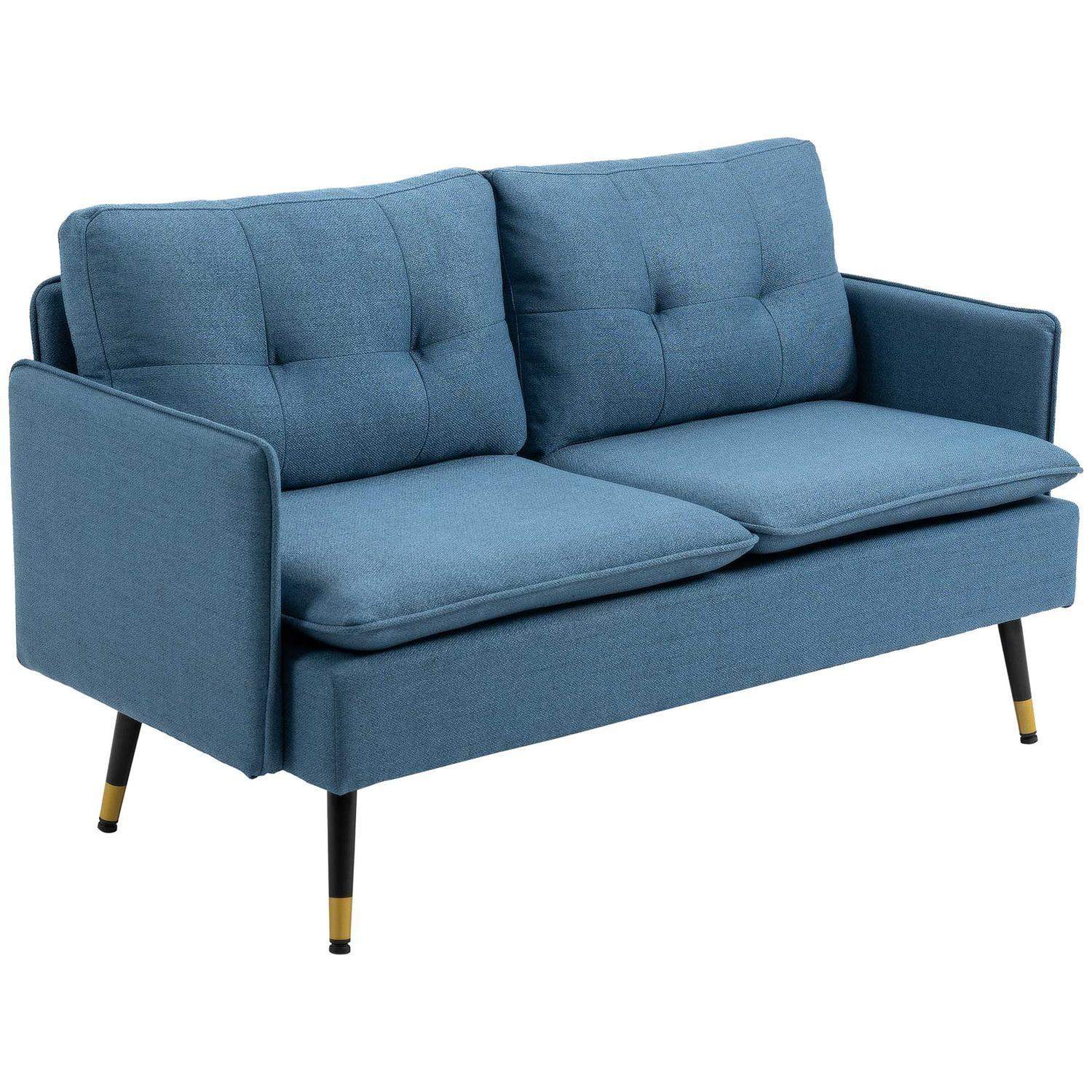 Moderne 2-personers sofa med tyk hynde, mørkeblå
