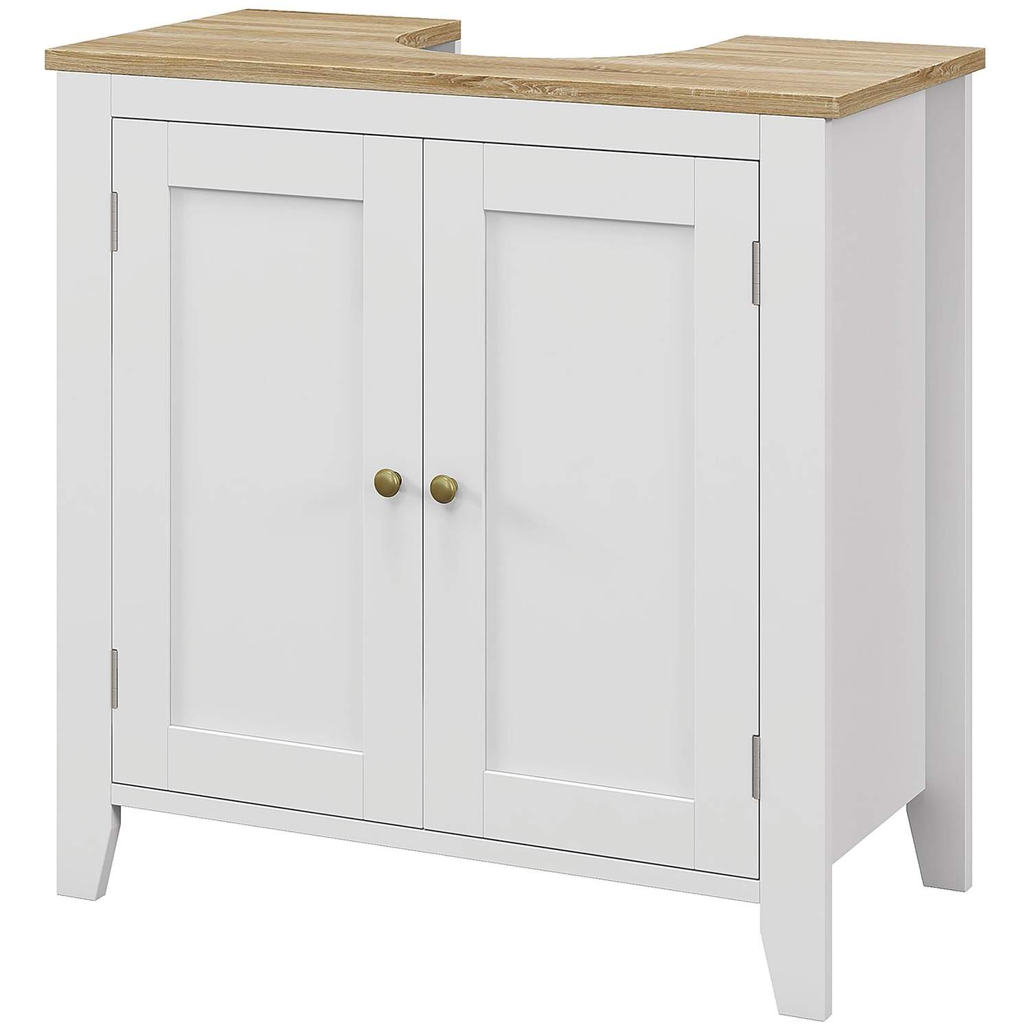 Hvidt badeværelsesskab med justerbar hylde 60x30x60 cm