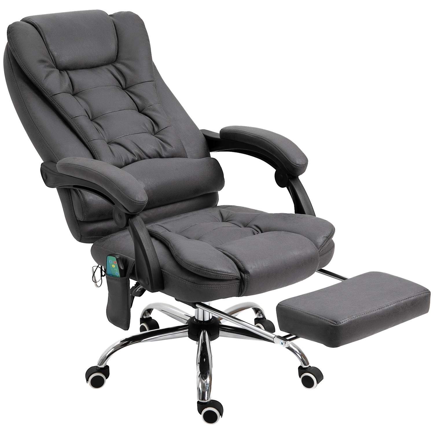 Ergonomisk kontorstol med massage og varme, grå