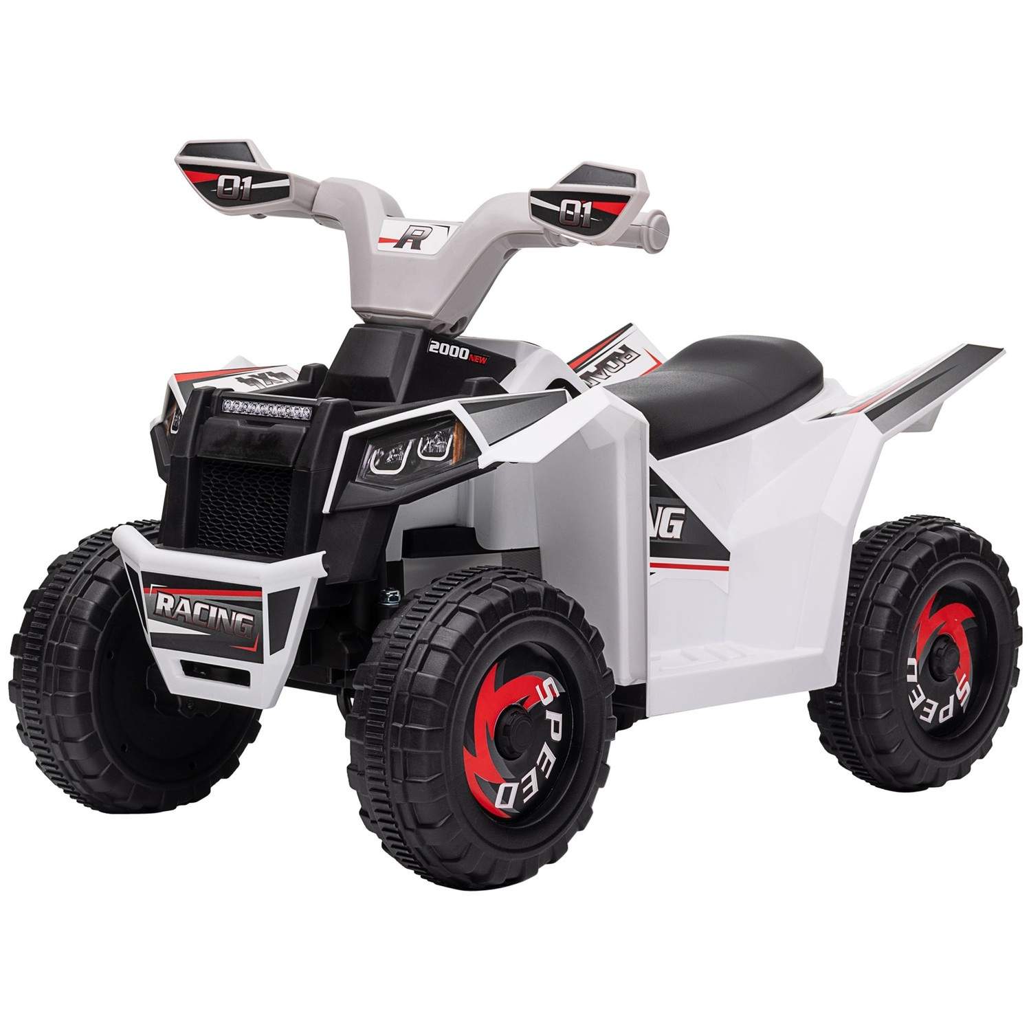 Elektrisk børnequad 6V, hvid, 1,5-3 år