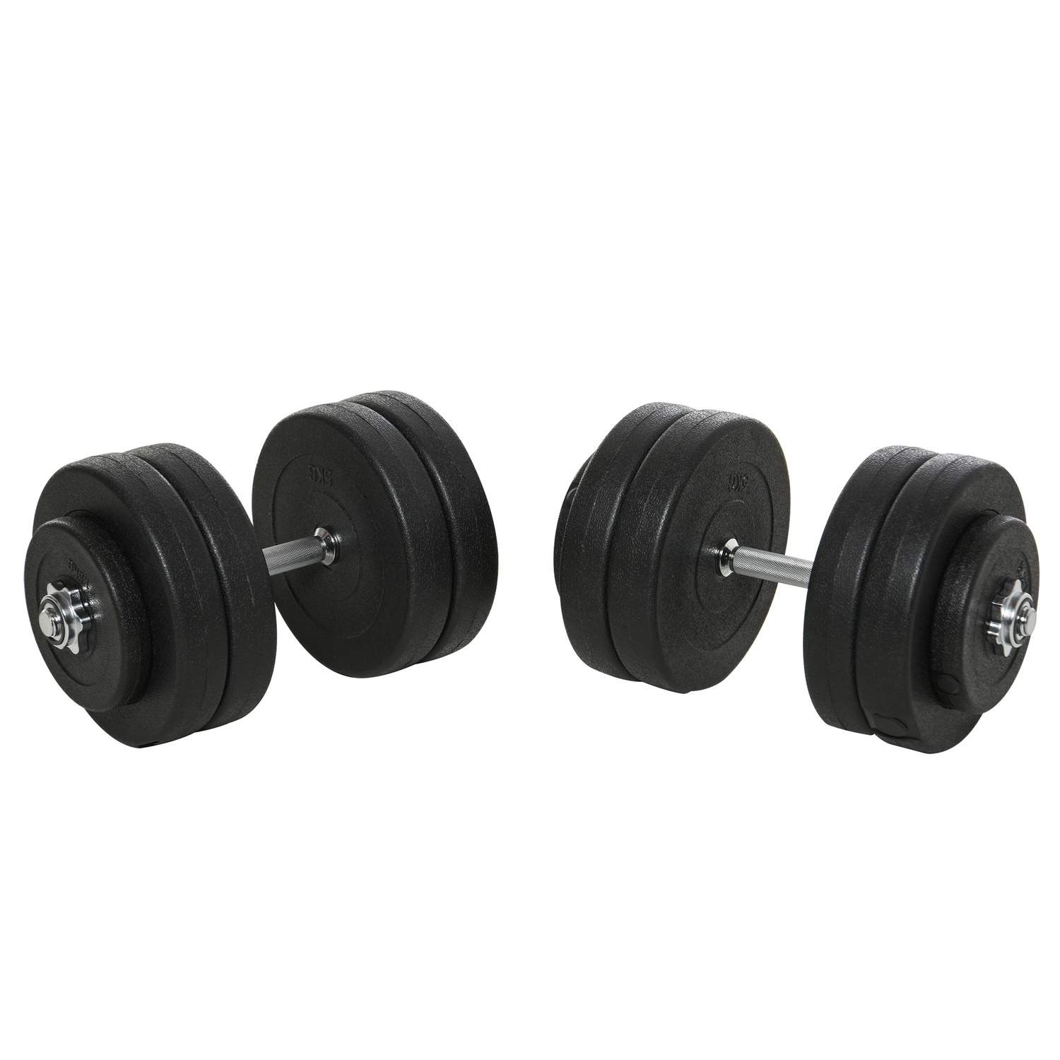 Svart Stål Hantelset 50 kg med Vikter & Lås