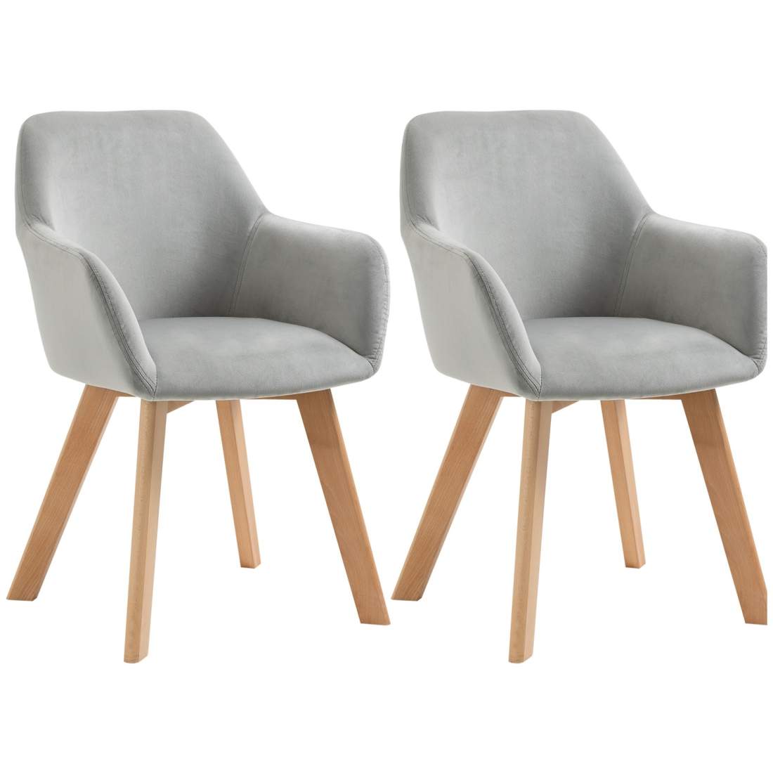 Grå sammetslook matsalsstolar med armstöd | Hem & Hobby - Hem & Hushåll - Sovrum | Pryloteket