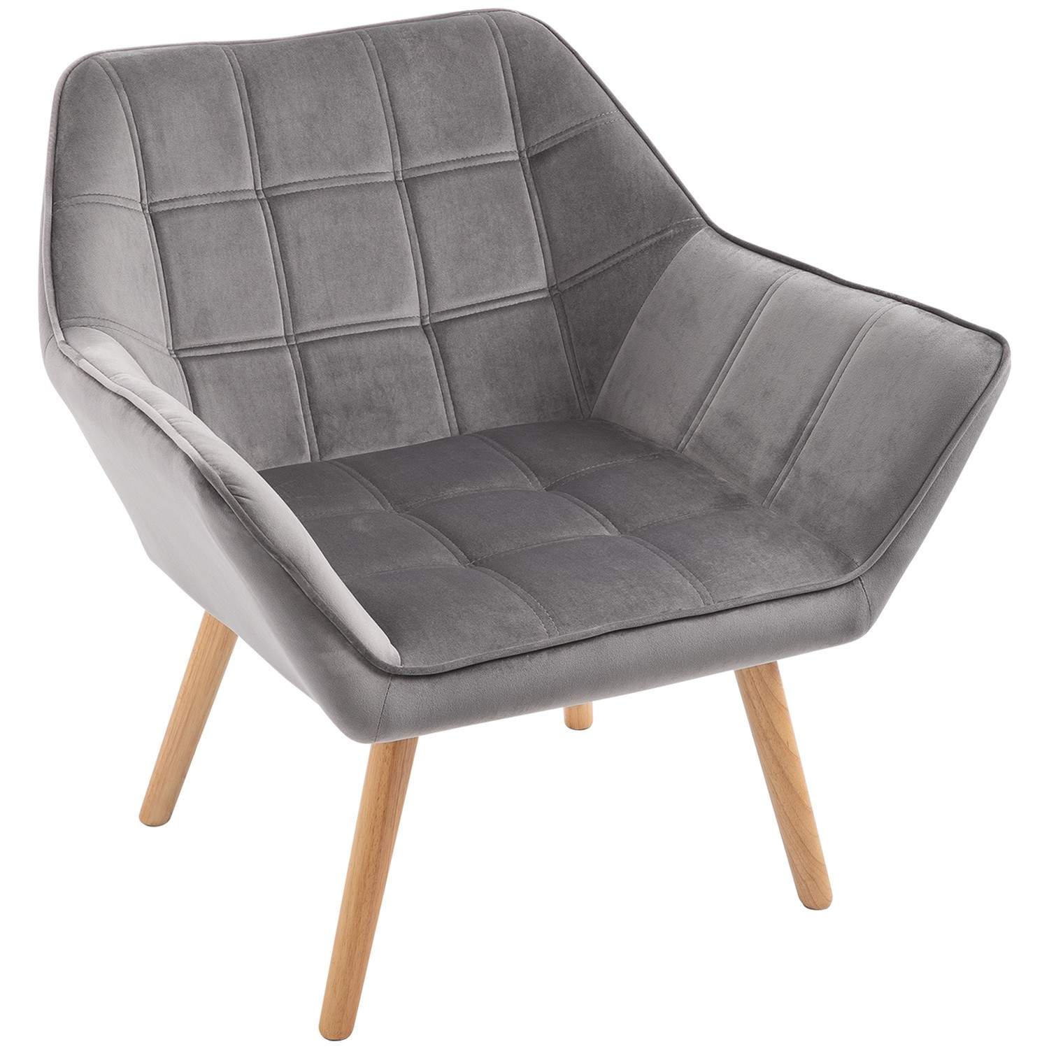 Skandinavisk grå fløjstol i fløjl 64x62x72,5 cm