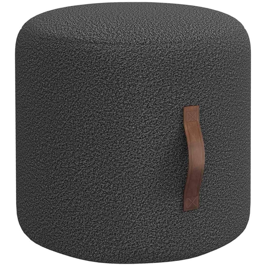 Rund mörkgrå ottoman med handtag för vardagsrum | Hem & Hobby - Hem & Hushåll - Sovrum | Pryloteket