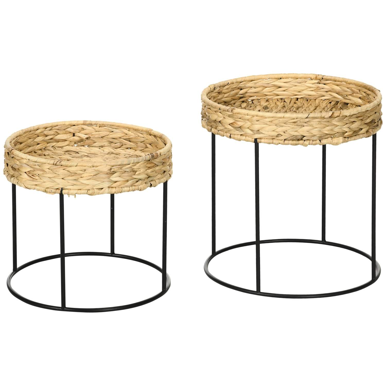 Sæt med 2 boho sofaborde i vandhyacint