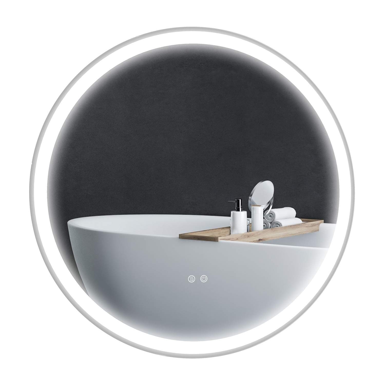 Oplyst badeværelsesspejl LED Ø60 cm anti-dim