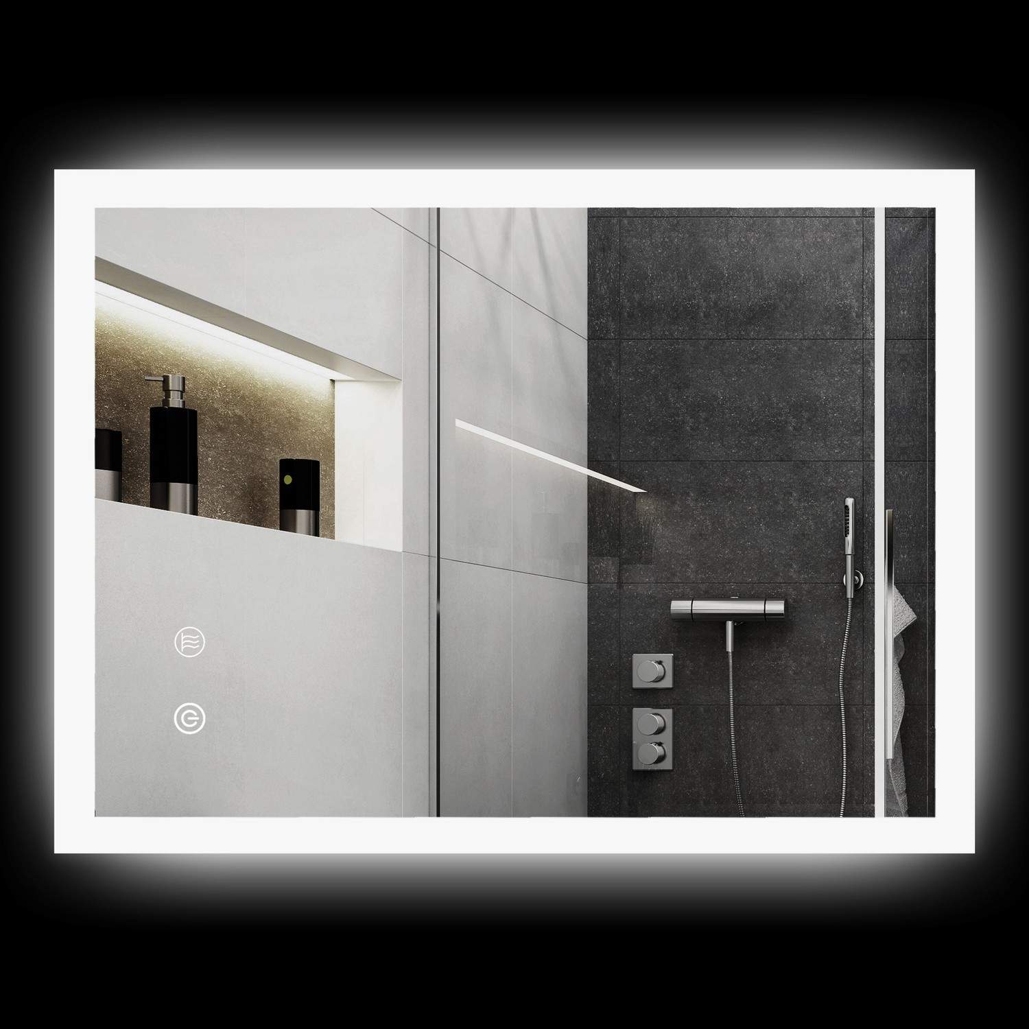Badeværelsesspejl LED 80x60 cm med Touch & Memory funktion
