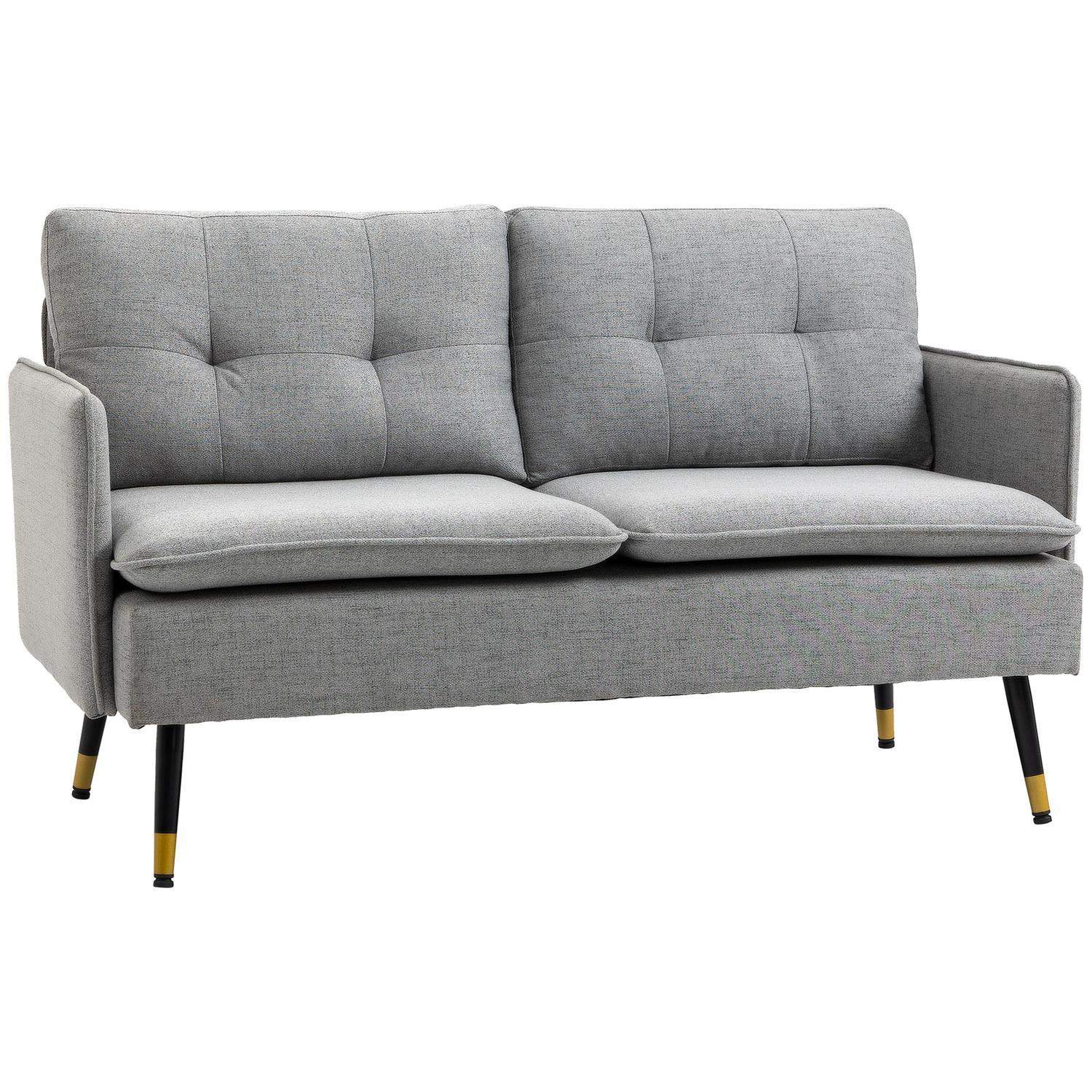Grå to-personers sofa i hør-look med hynder