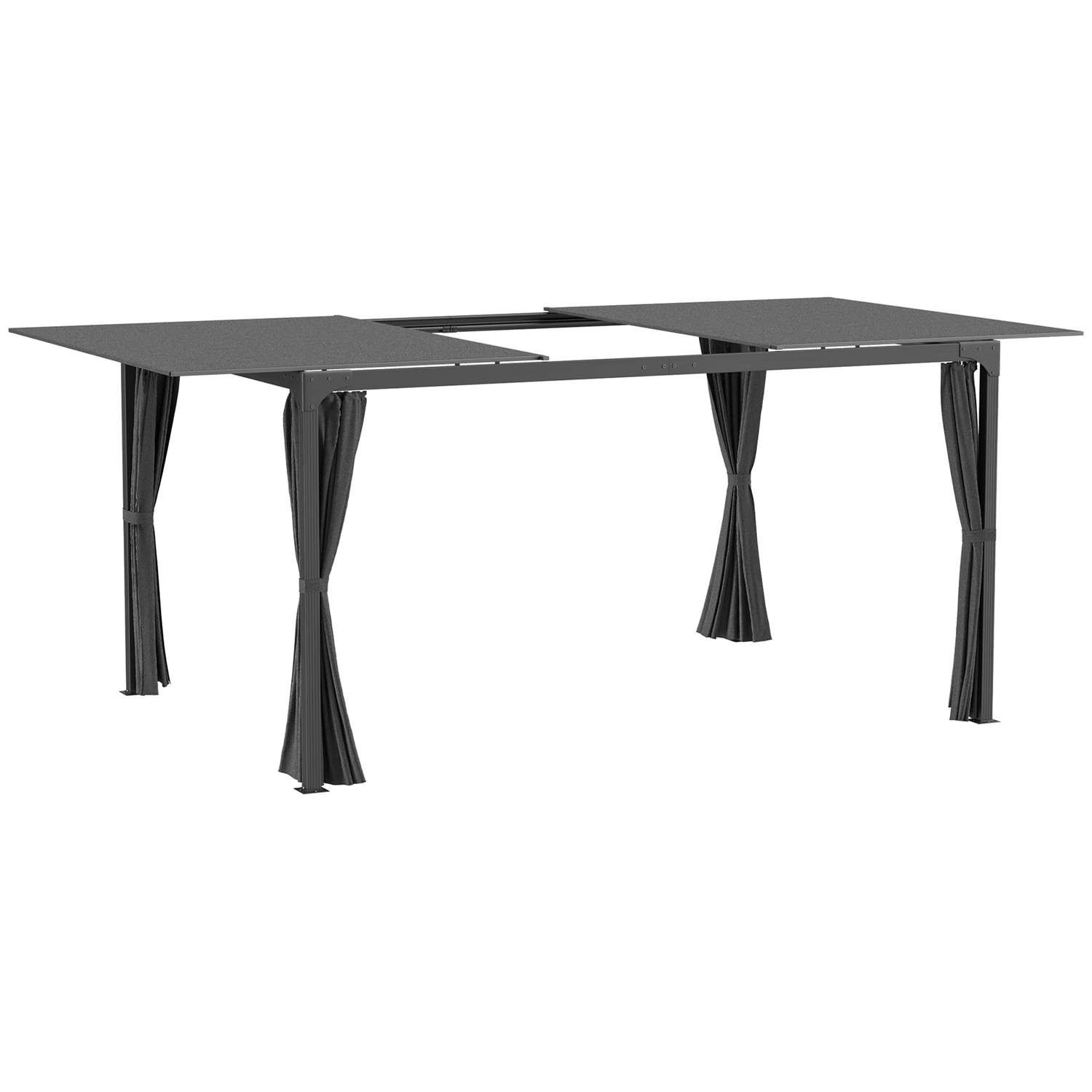 Pergola terrasse 4,2x2,95m med udtrækbart tag og gardiner