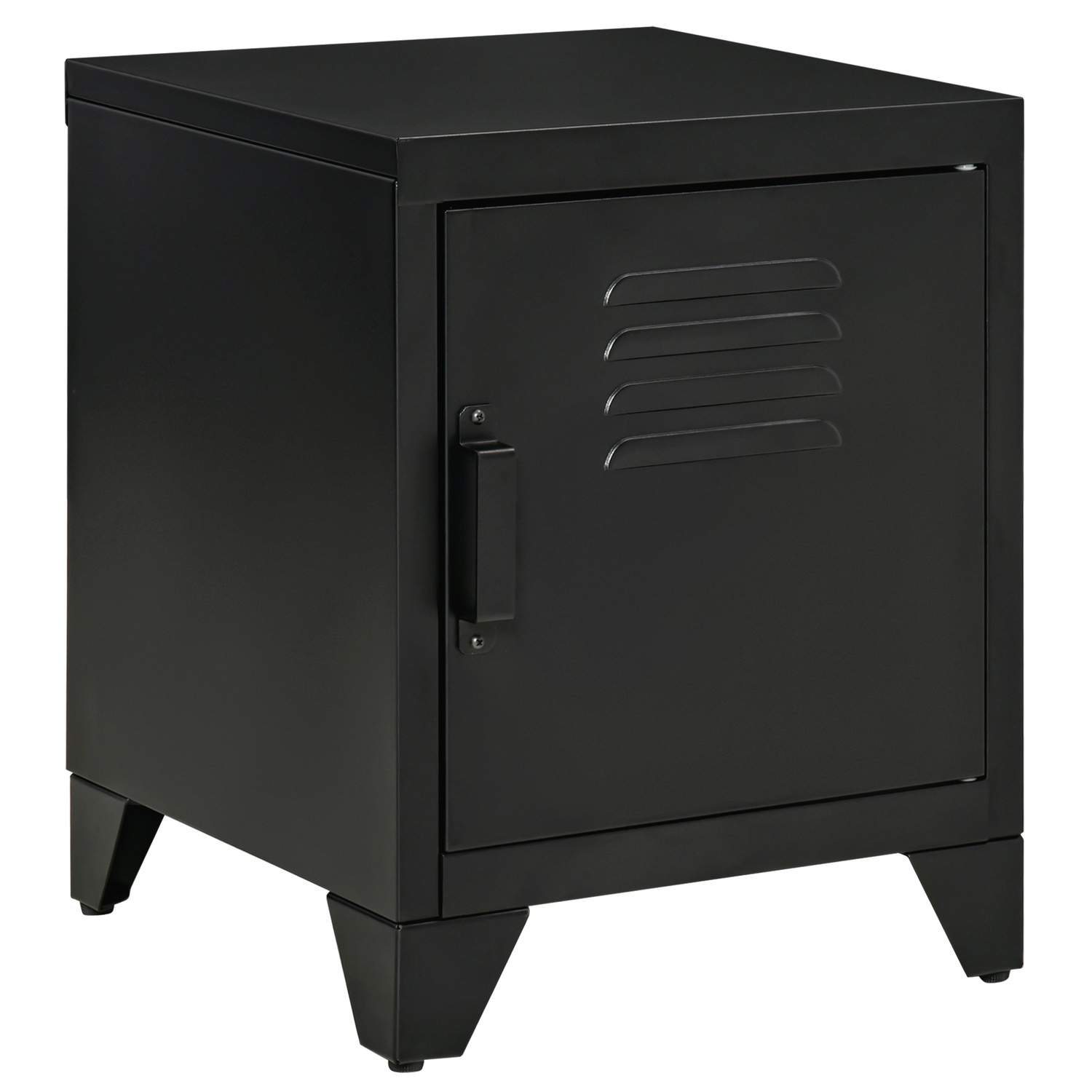 Sort metal natbord med justerbar hylde