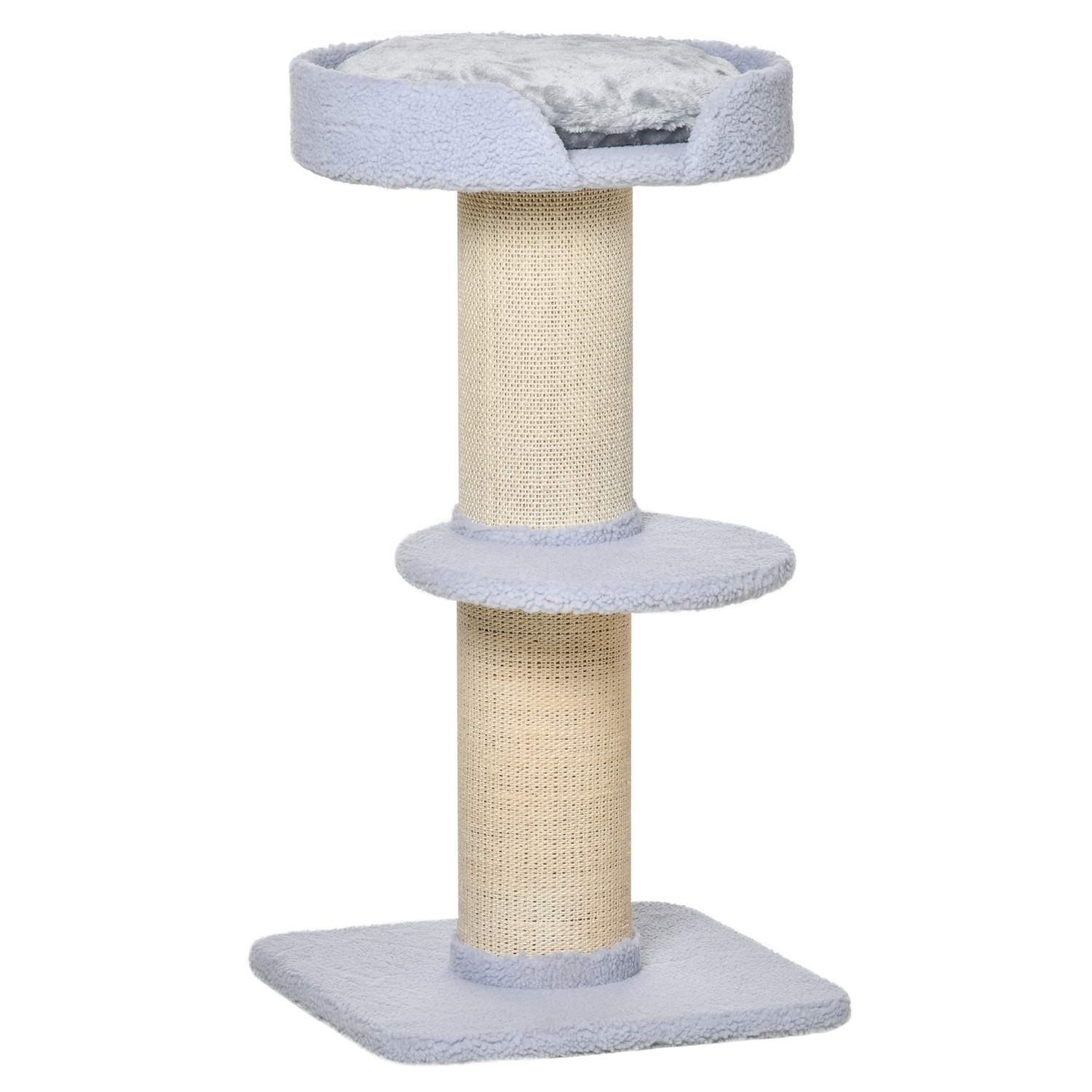 Lyseblåt legetræ med kradsestolpe 30kg 45x45x91cm