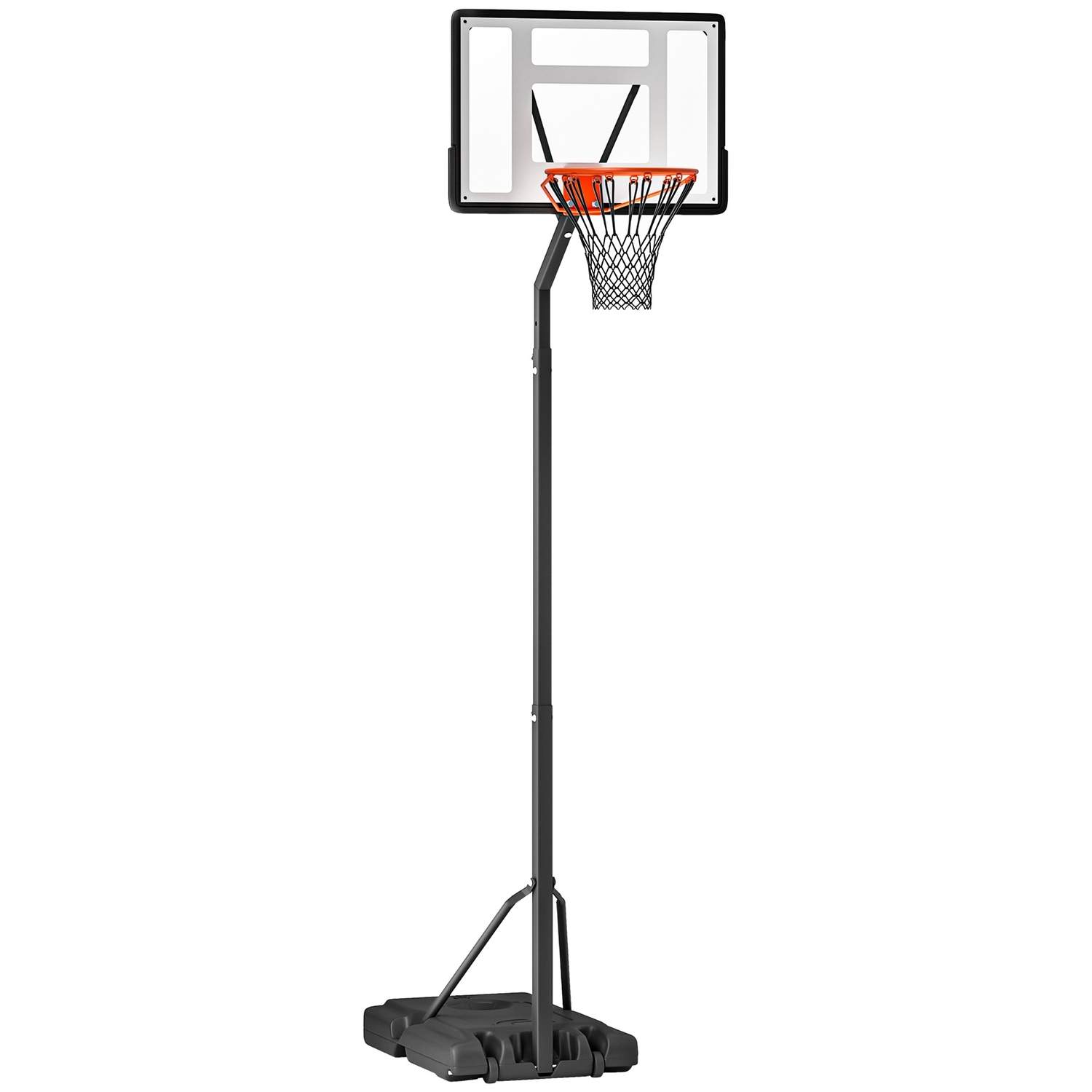 Hævet og sænket mobilt basketballstativ, sort