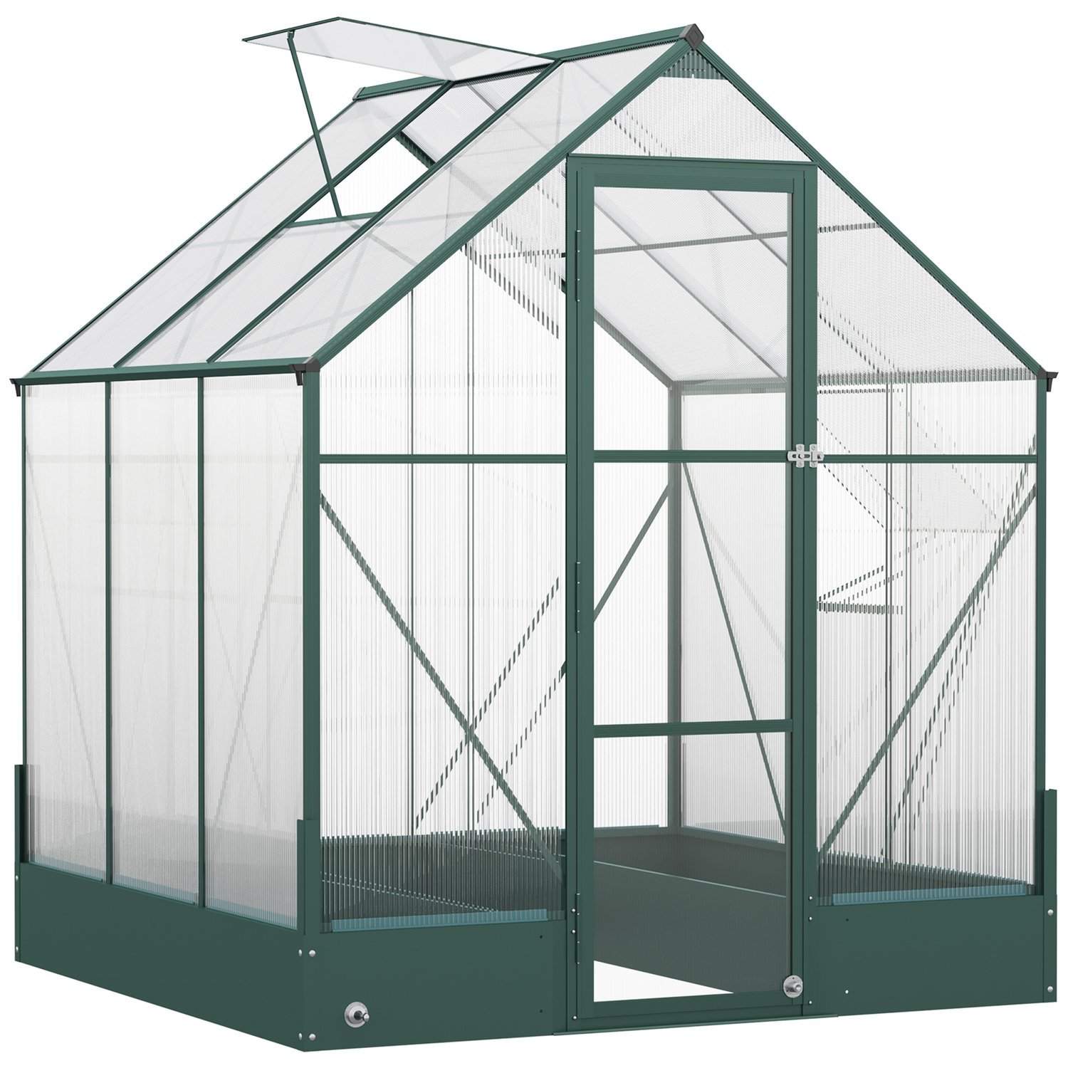 Alsidigt drivhus i aluminium, transparent/grønt