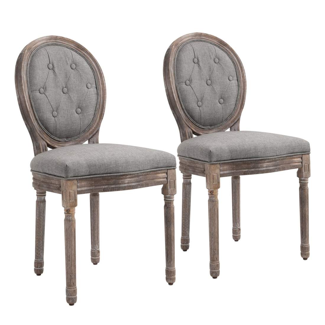 Grå Retro Matsalsstolar i Linne, Set om 2 | Hem & Hobby | Pryloteket