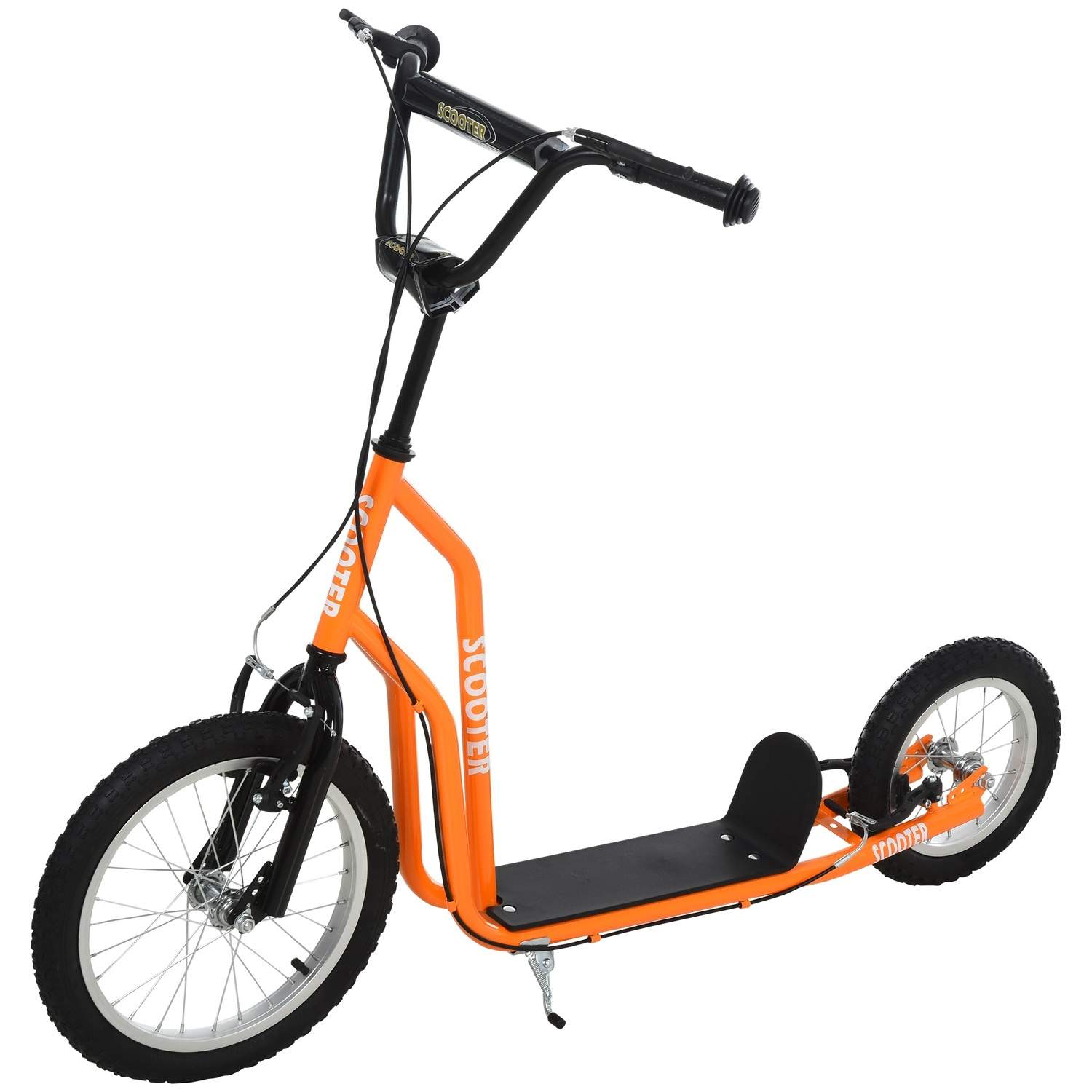 Orange børnescooter 5+ år med pneumatiske dæk