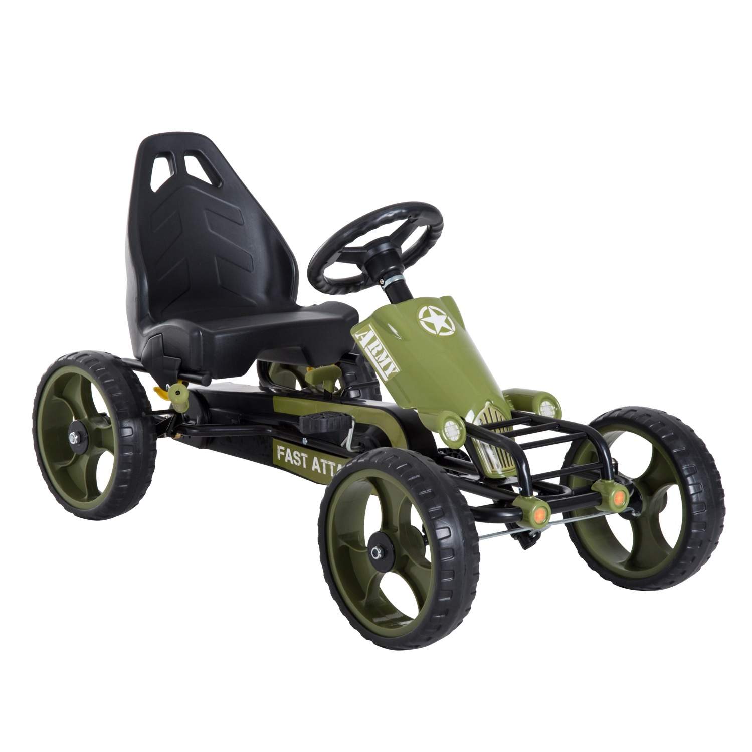Grøn Go Kart pedalbil med håndbremse til børn