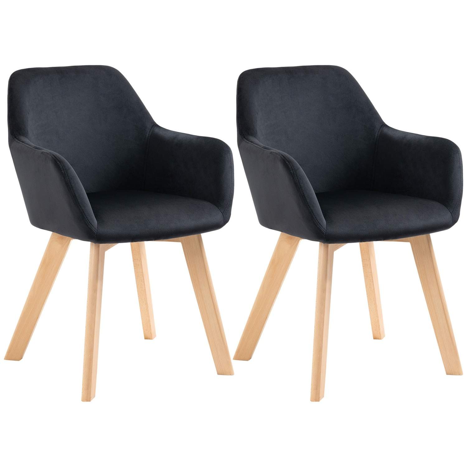 Ergonomiske køkkenstole sæt af 2, sort træ