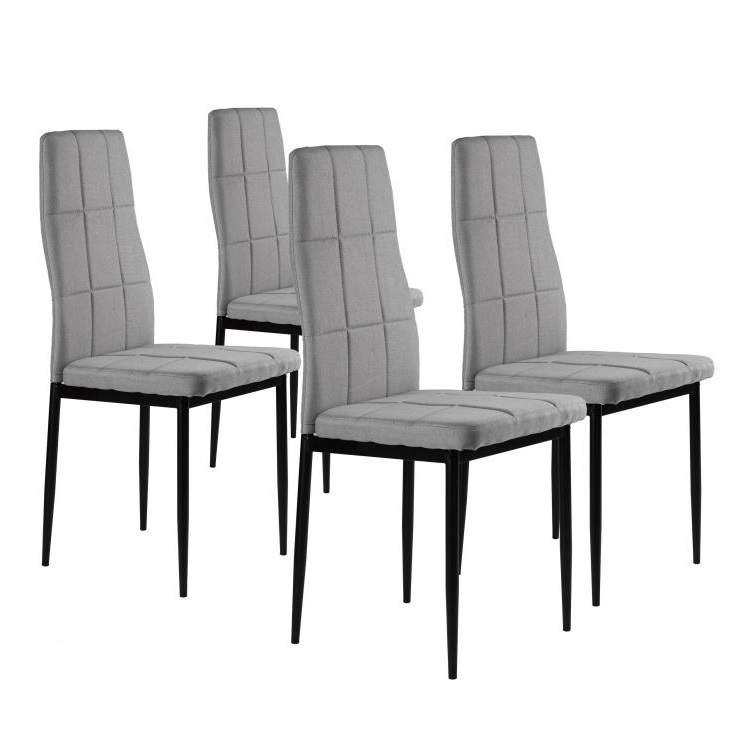 Sæt med 4 grå spisestuestole, moderne design