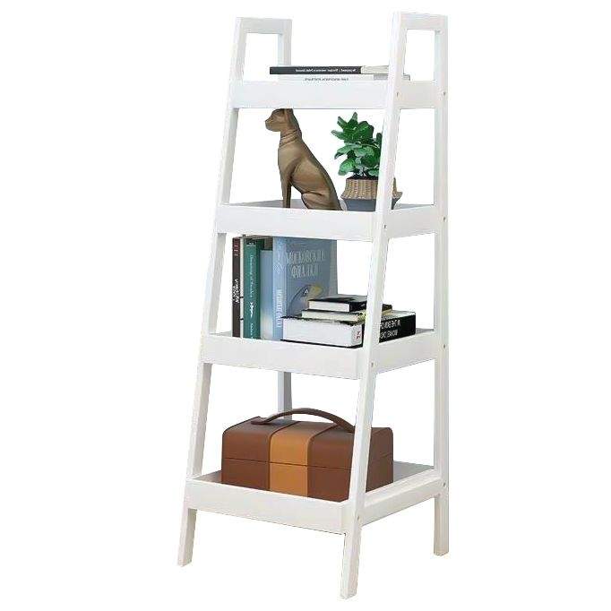 Hvid bogreol med stige og 4 hylder